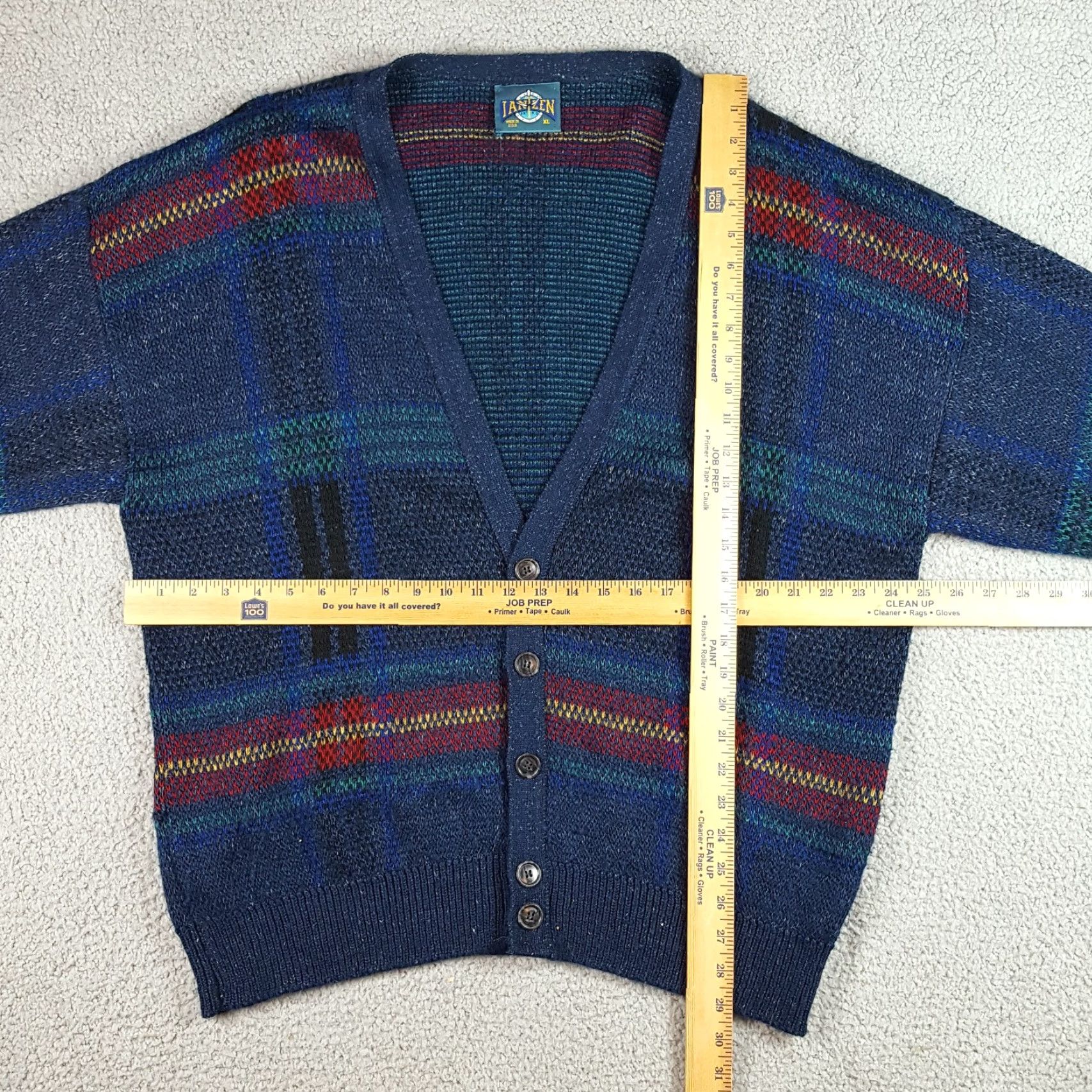 Jantzen VINTAGE Jantzen Cardigan Knit Sweater Men's XL 70s Grunge Plaid Grampa 90s Retro Fall Winter Shirt Size US XL / EU 56 / 4 - 6 Thumbnail