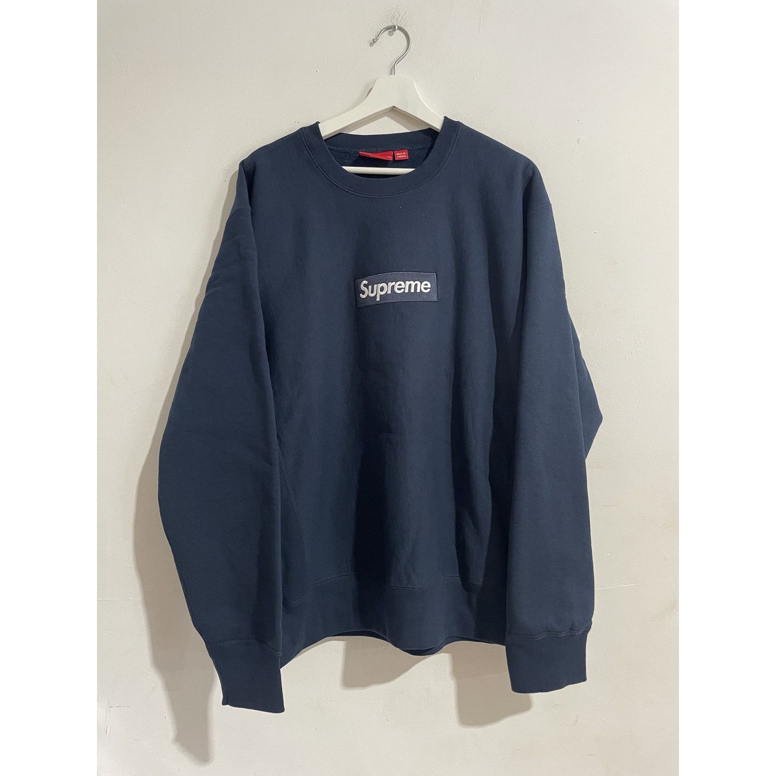 Supreme Navy Box Logo Crewneck | Grailed