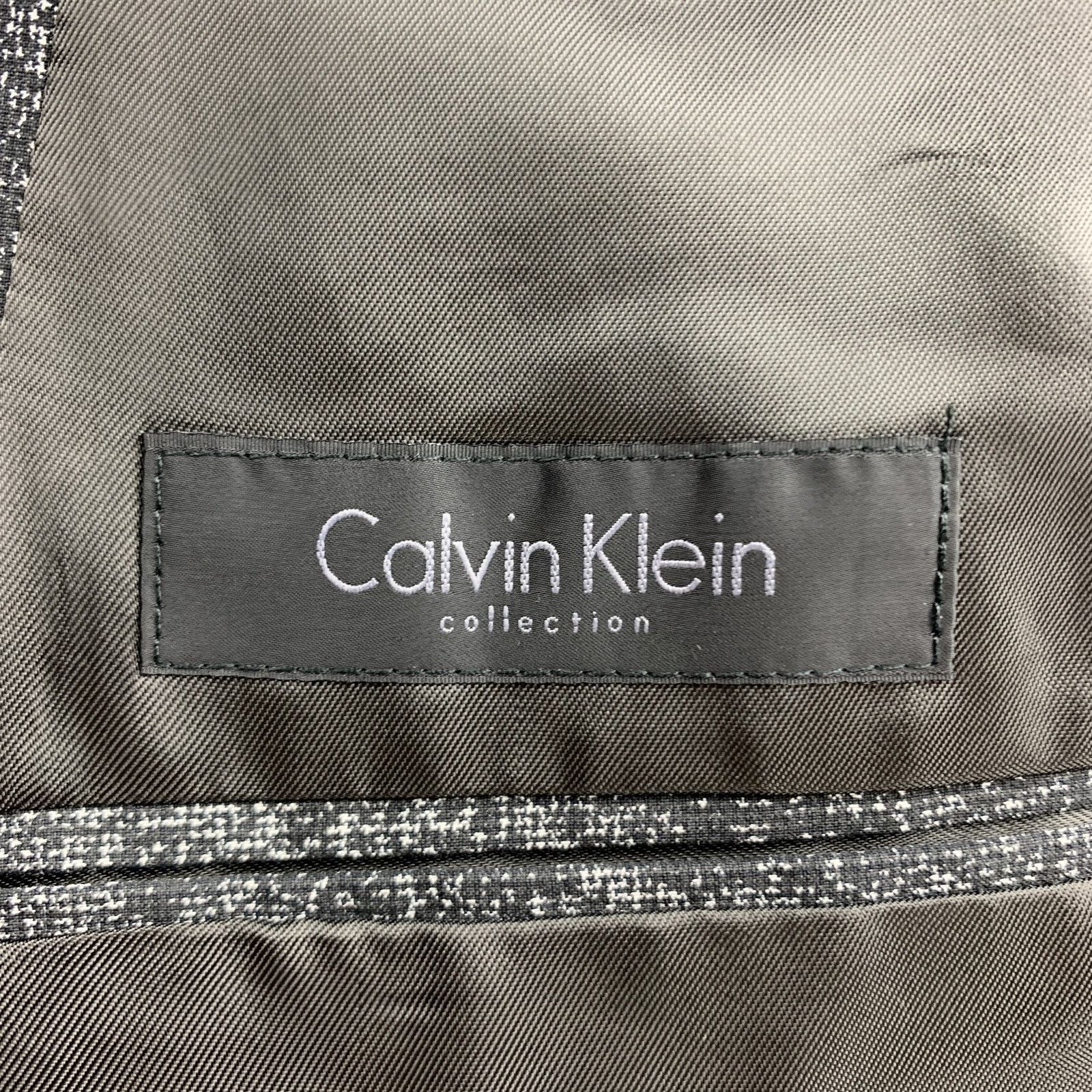 Calvin Klein Size 36 Black & Grey Distressed Print Sport Coat Size 36R - 7 Thumbnail