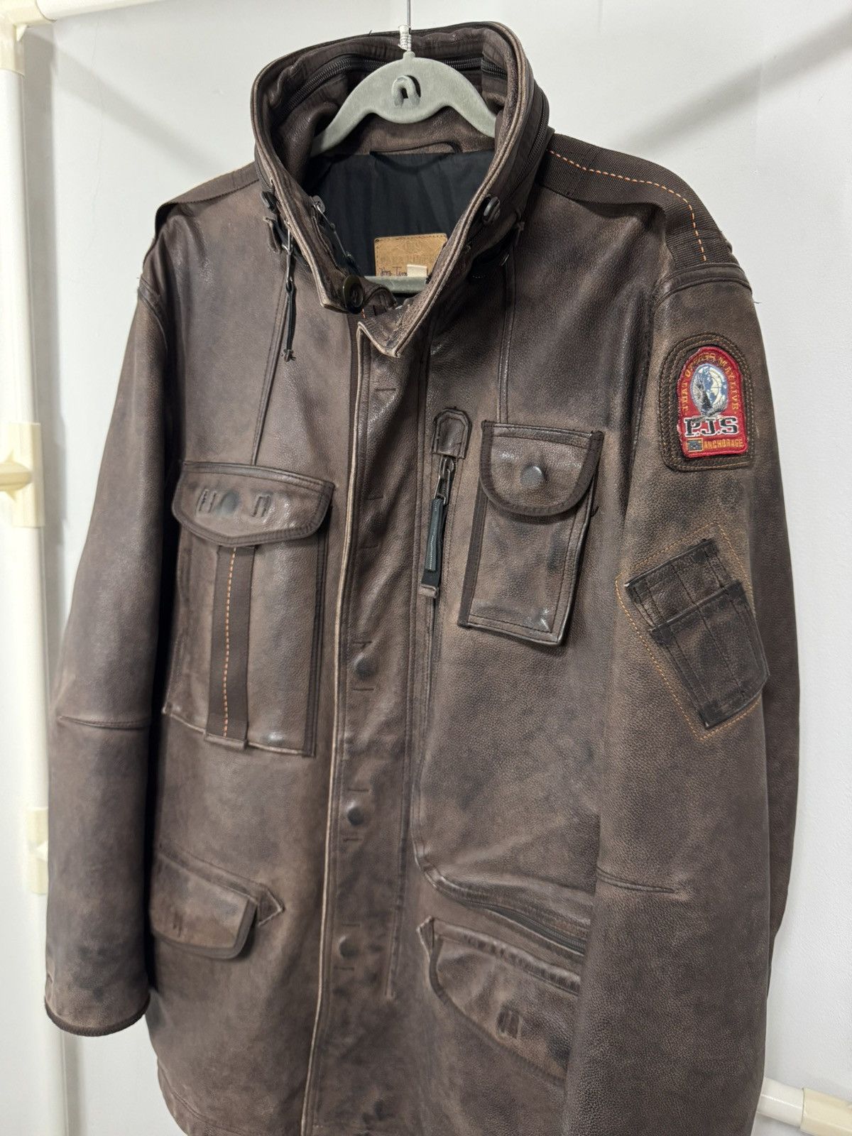 Parajumpers × Vintage Vintage Rare Parajumpers Distressed Real Leather Jacket Size US XL / EU 56 / 4 - 2 Thumbnail