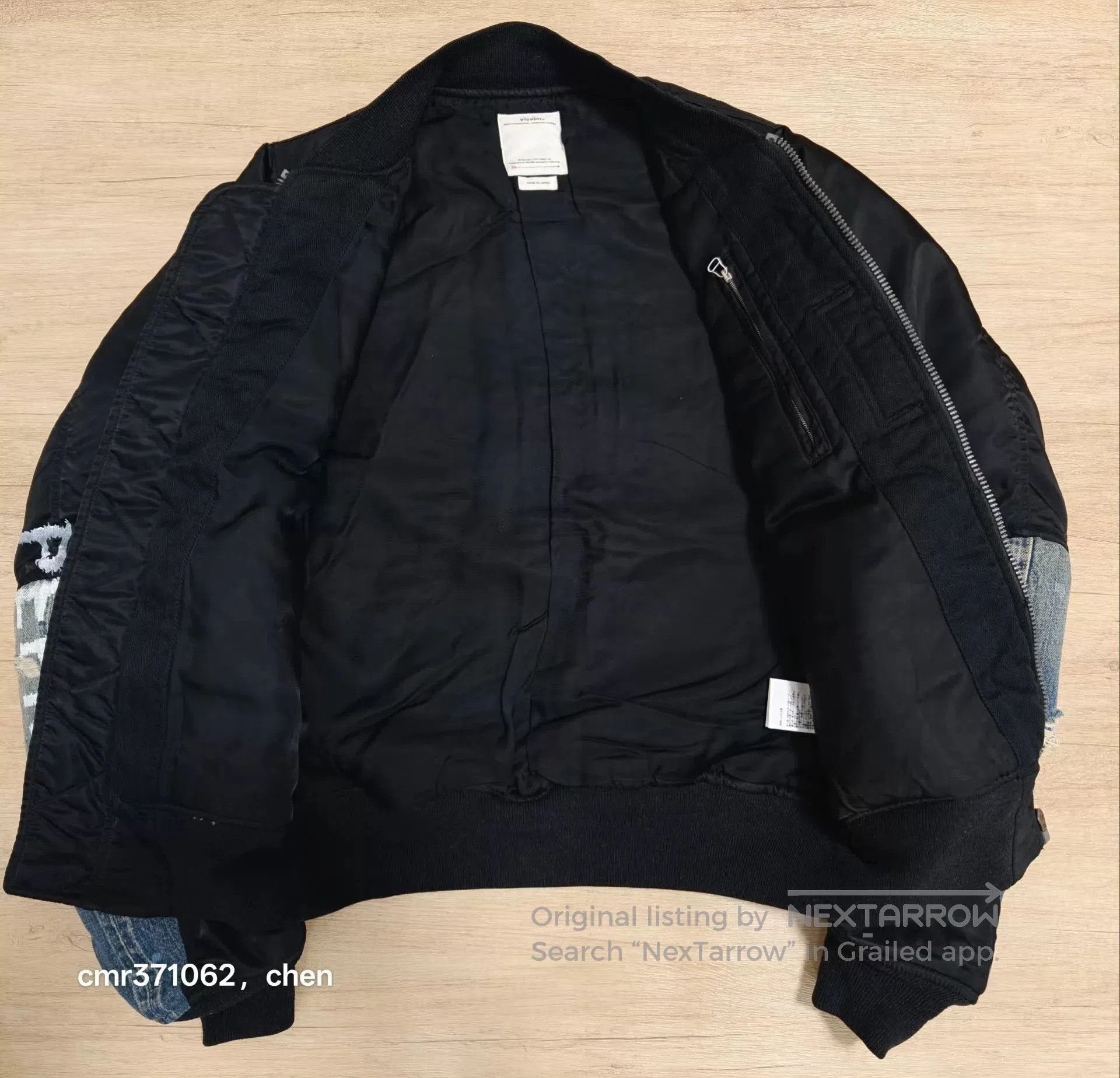 Visvim Black Bomber Jacket with Denim Sleeves Size M. Size US M / EU 48-50 / 2 - 3 Thumbnail