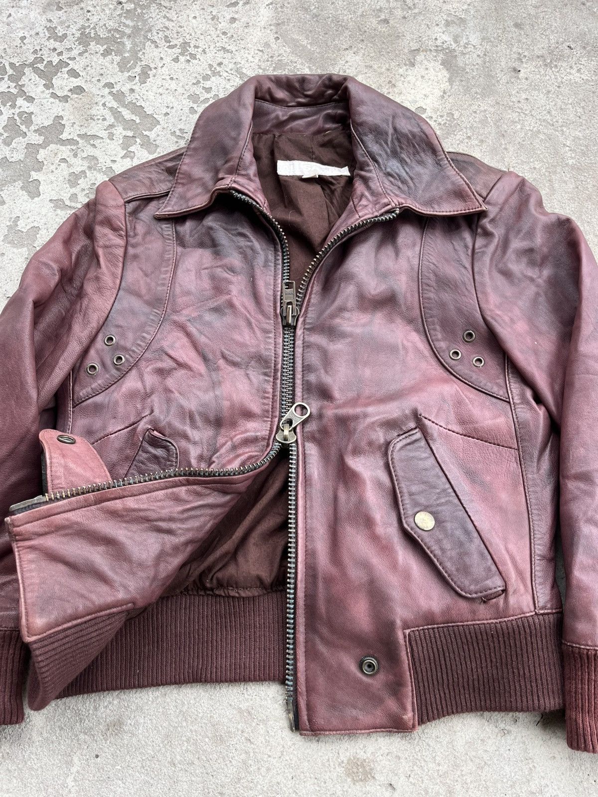 Allsaints × Japanese Brand Vintage AllSaints Avant Garde Sun Faded Red Leather Jacket Size S / US 4 / IT 40 - 6 Thumbnail
