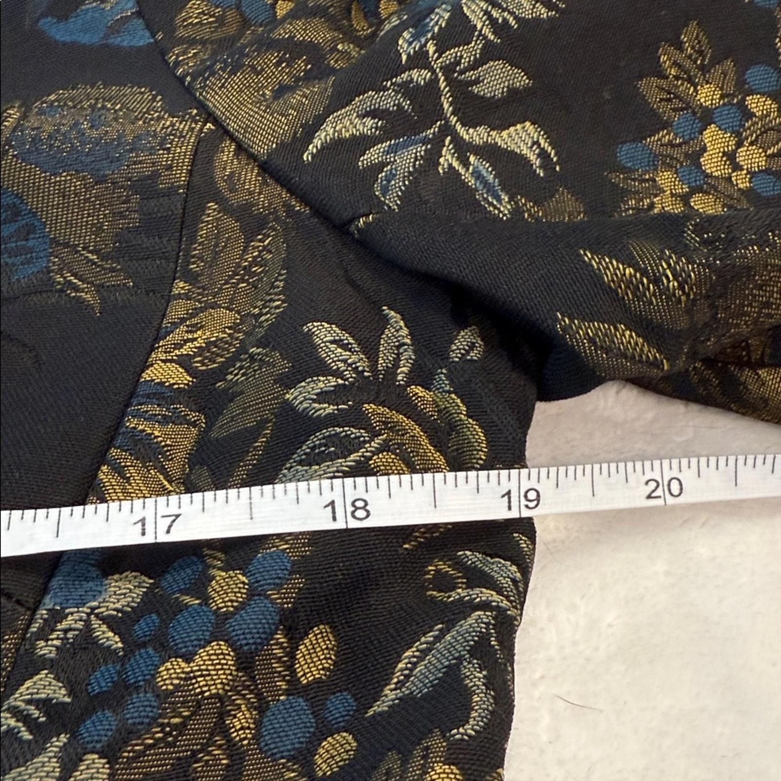 Jones New York Jones New York Black Blue Gold Floral Zip Jacket SZ 10P Size L / US 10 / IT 46 - 9 Thumbnail