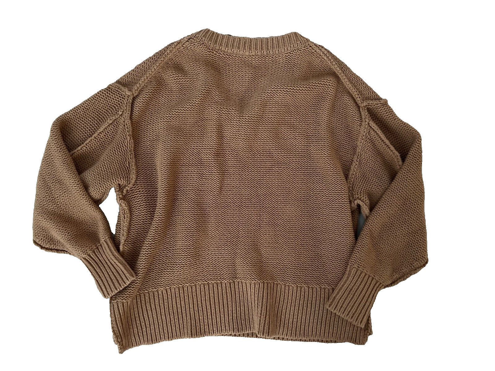 Free People Free People Alli V-Neck Knit Sweater Camel ( XS ) Size XS / US 0-2 / IT 36-38 - 4 Thumbnail