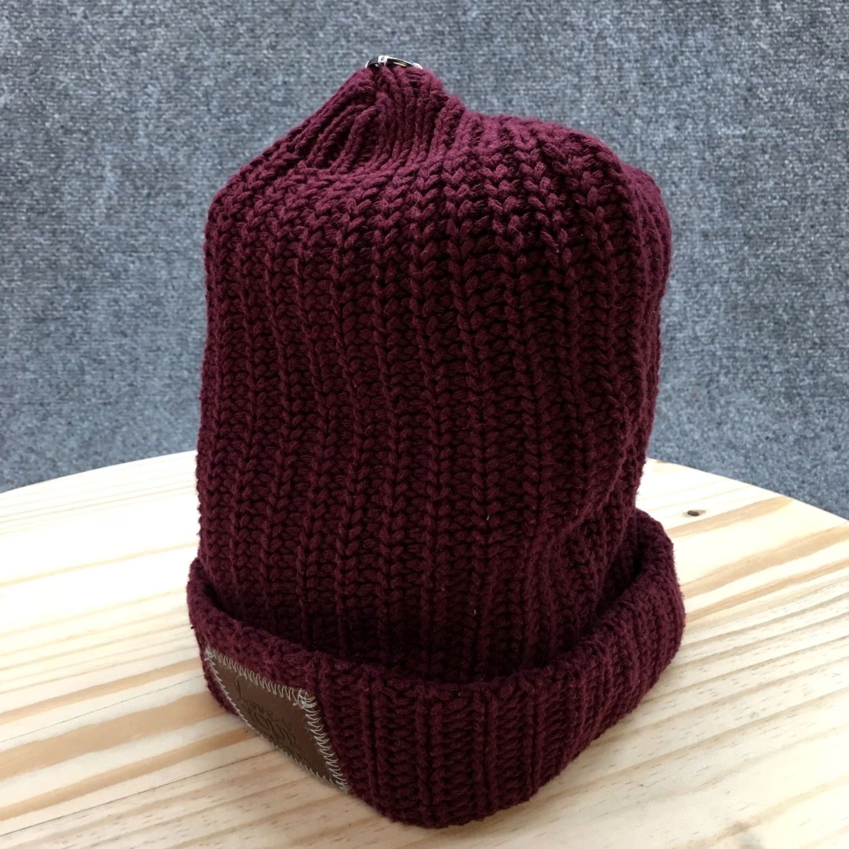Vintage Love Your Melon Beanie Hat Womens Purple OS Adjustable Cuffed Pompom Knitted Size ONE SIZE - 2 Thumbnail