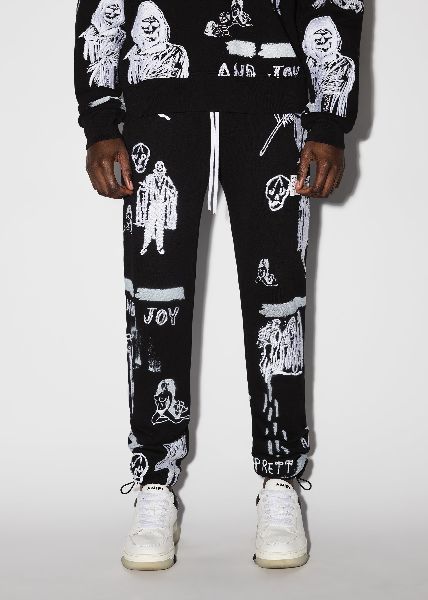 Amiri × Wes Lang o1w1db10125 Embroidery Sweatpant & Jogger in Black/White Size US 34 / EU 50 - 3 Thumbnail