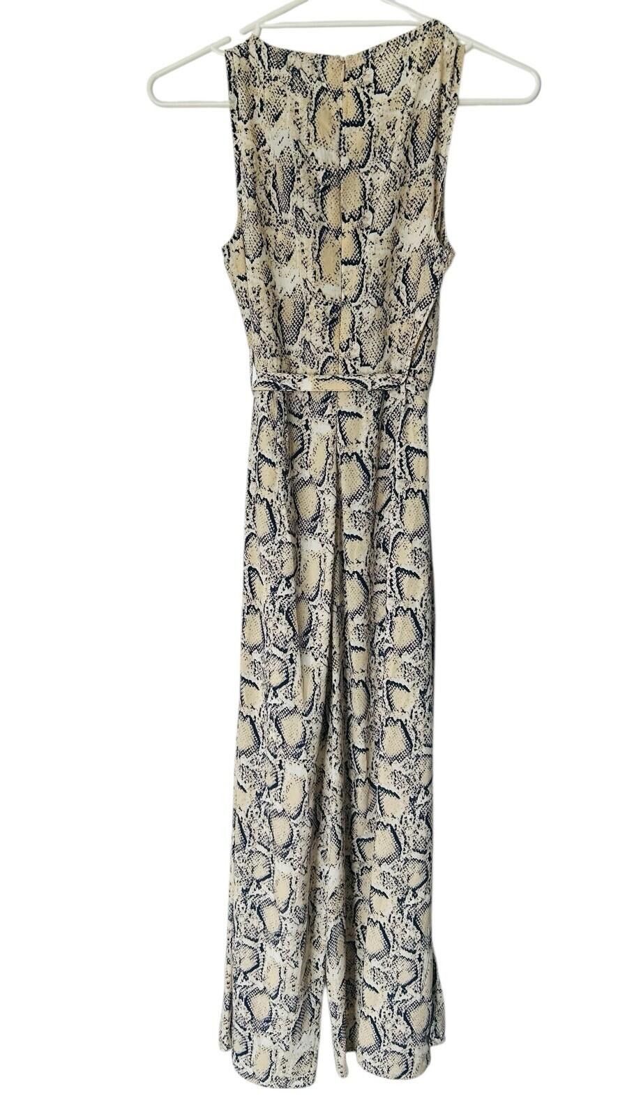 Other Miss Valley Jumpsuit Beige Animal Print BNWT - Sz 8 Size 27" / US 4 / IT 40 - 3 Thumbnail