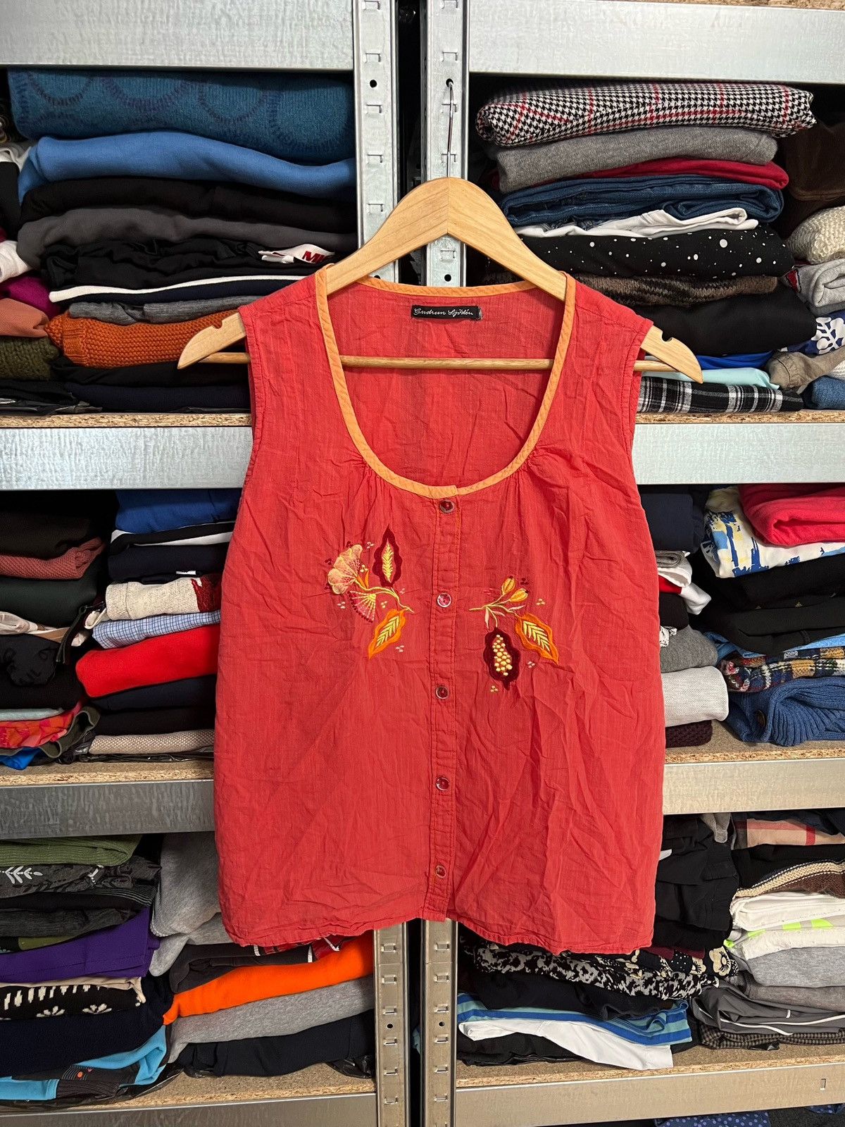 Gudrun Sjoden Gudrun Sjoden Sleeveless Button T Shirt Blouse Top Sjöden Size M / US 6-8 / IT 42-44 - 1 Thumbnail