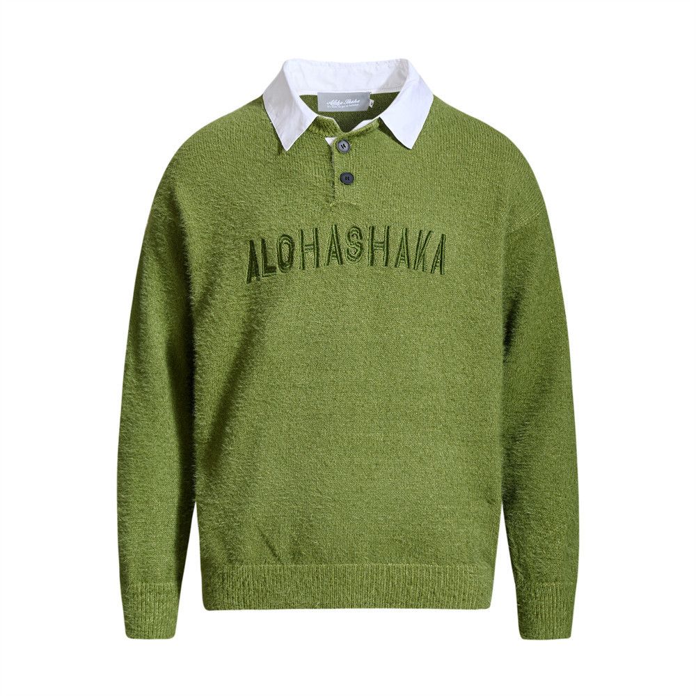 Vintage Men's loose casual knitted Polo embroidered letter sweater Size US M / EU 48-50 / 2 - 1 Thumbnail