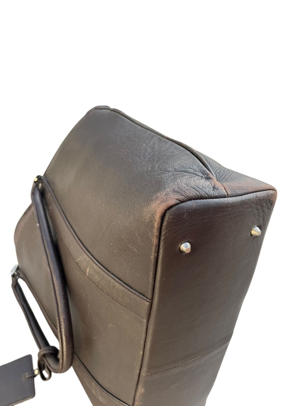 Leather ONLY Japan Distressed Patina Brown Leather Tote Bag Size ONE SIZE - 16 Thumbnail