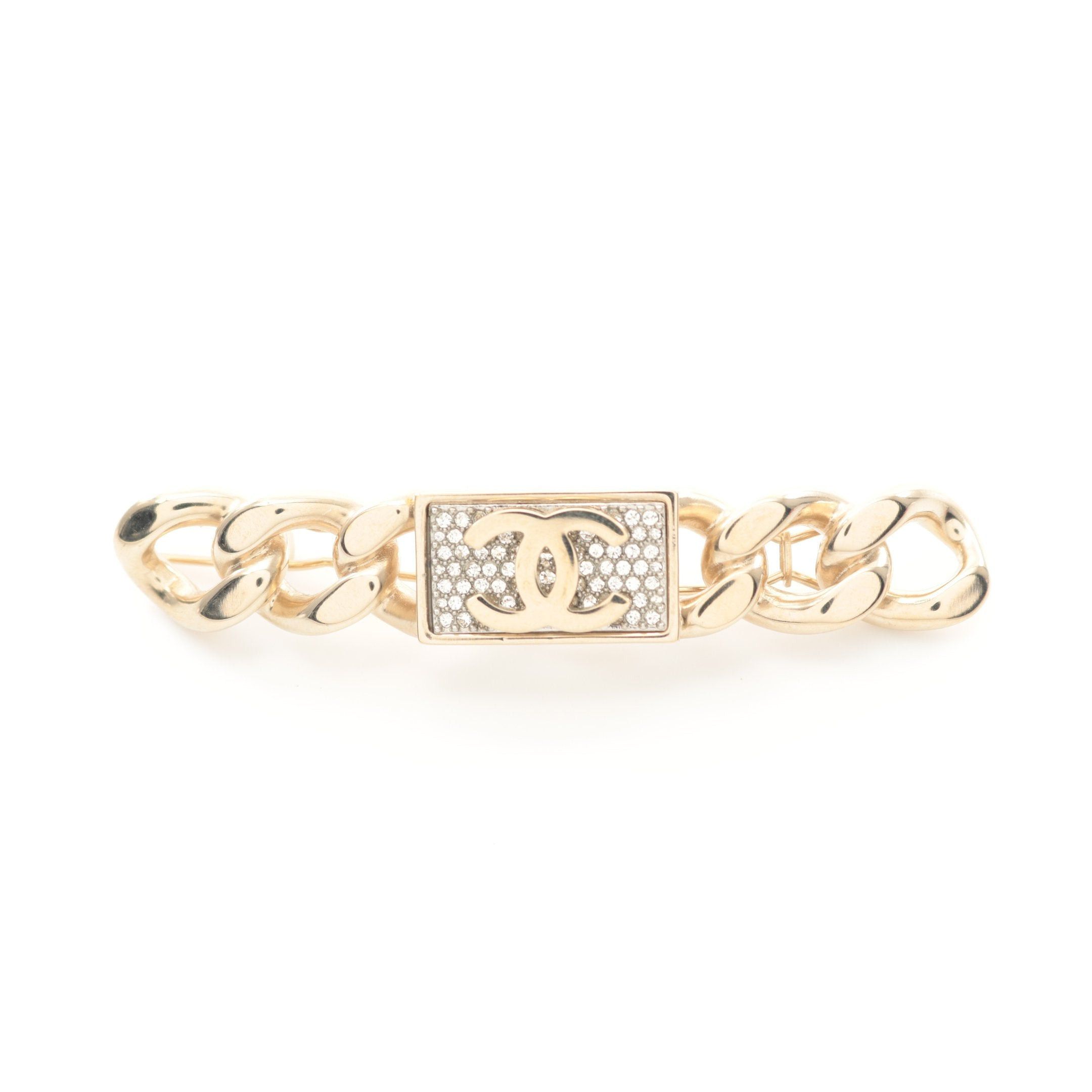 Chanel Chanel Coco Mark Barretta Hair Accessory Gp Rhinestone Gold Clear B21C Size ONE SIZE - 1 Thumbnail