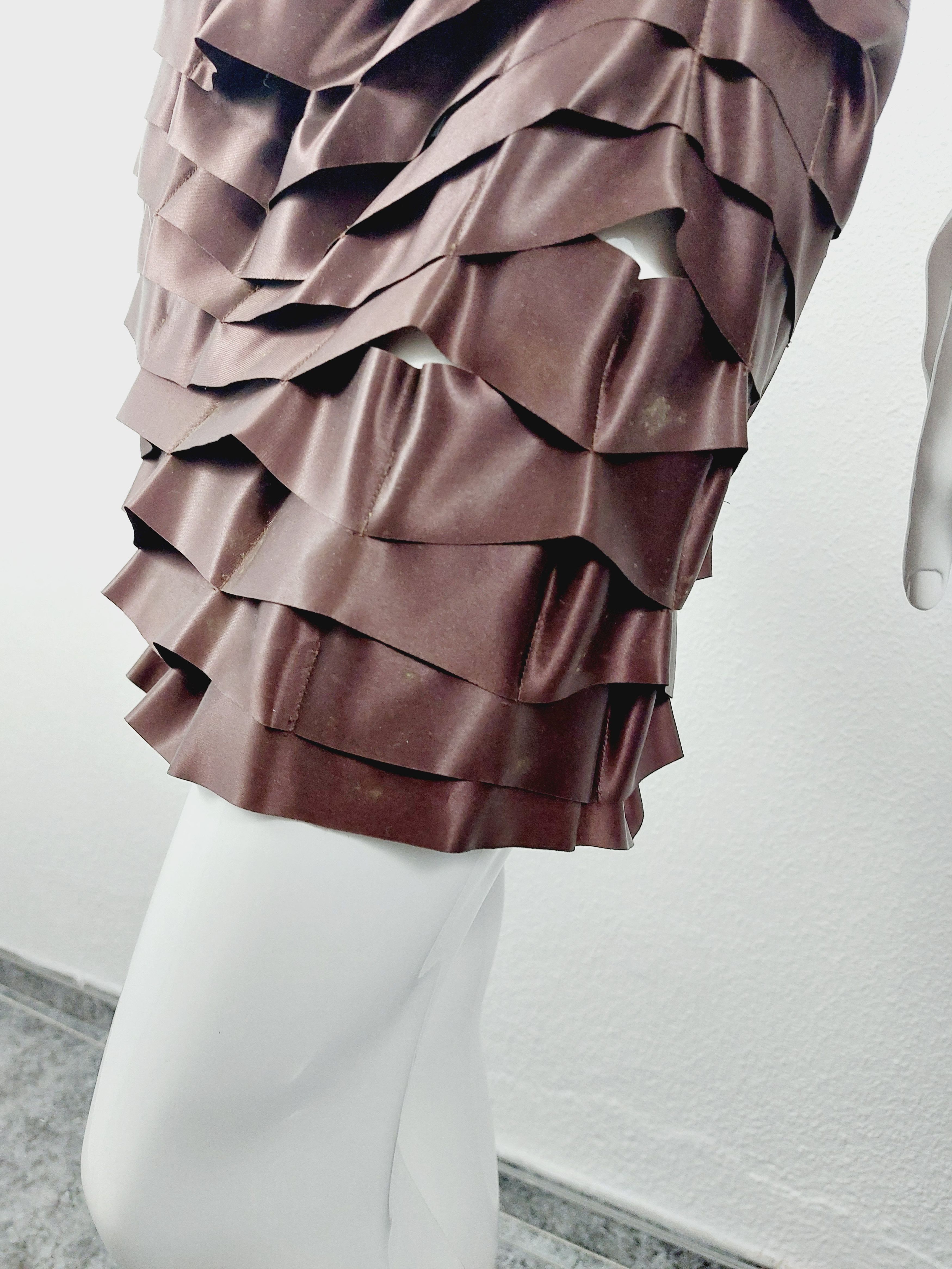 Issey Miyake Vintage Issey Miyake Bronze Satin Ribbon Cage Dress, 1990s Size XS / US 0-2 / IT 36-38 - 6 Thumbnail