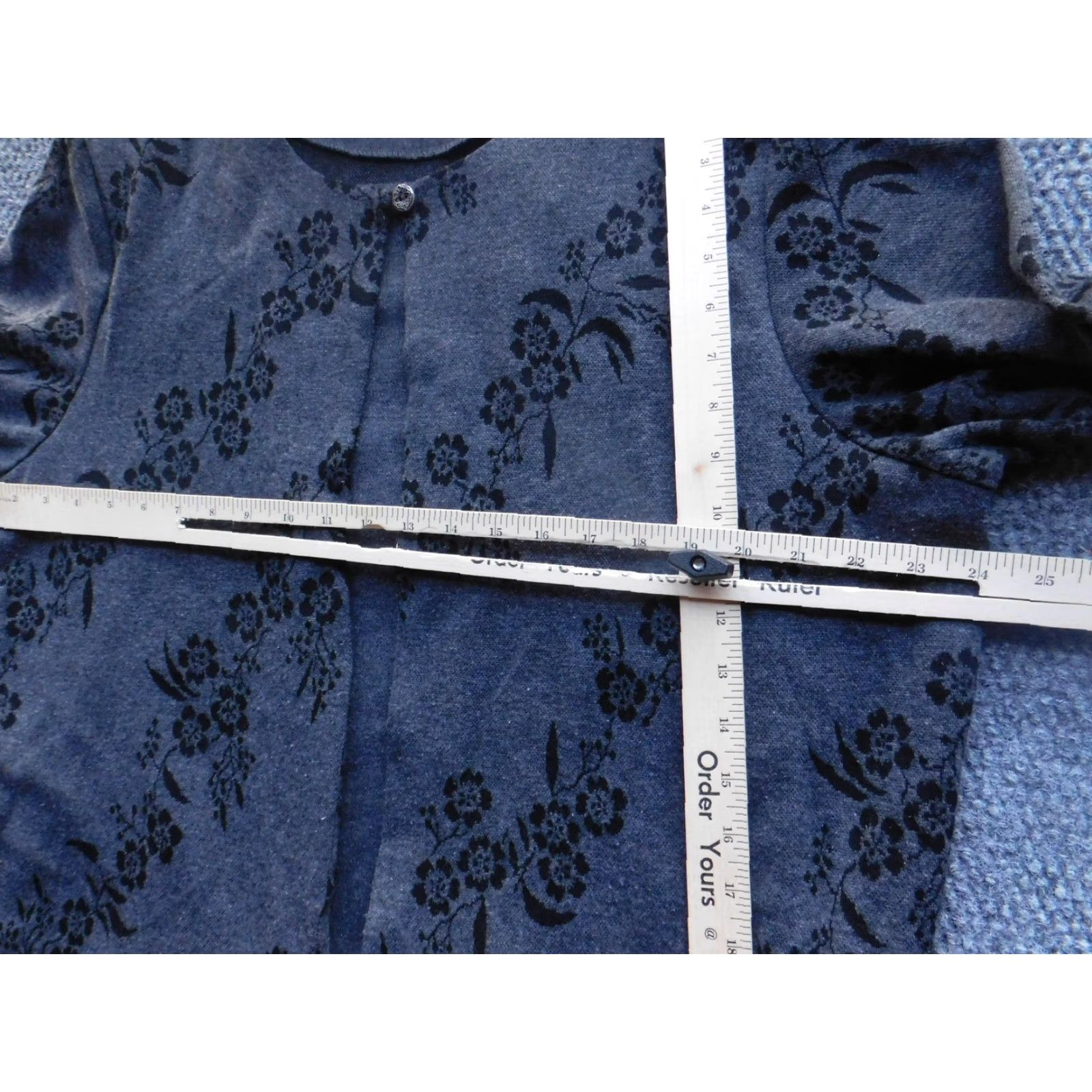 Vintage VINTAGE Alfred Dunner Cardigan Womens XL Gray Black Floral Velvet Burnout Crewneck Long Sleeve USA Size XL / US 12-14 / IT 48-50 - 6 Thumbnail