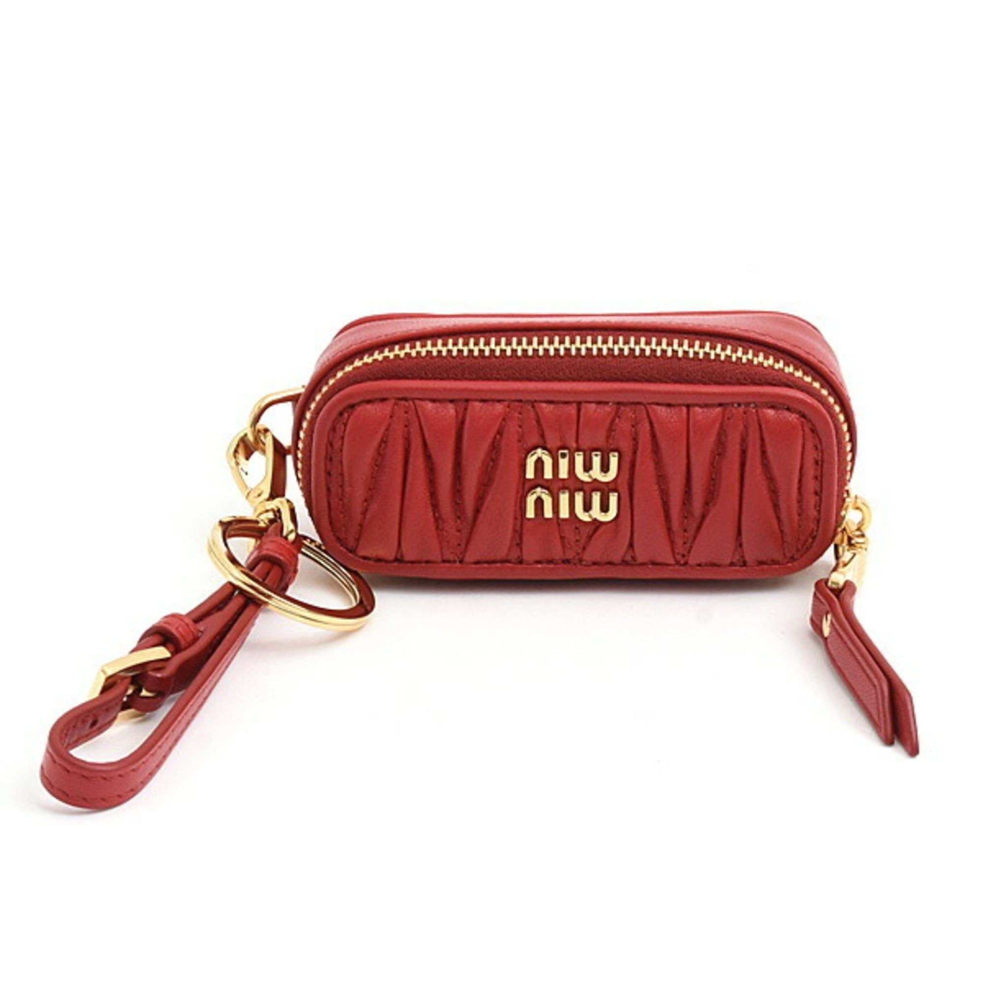 Miu Miu Miu Women's Matelassé Lip Case Bag Charm in Red Calfskin (5TL518)