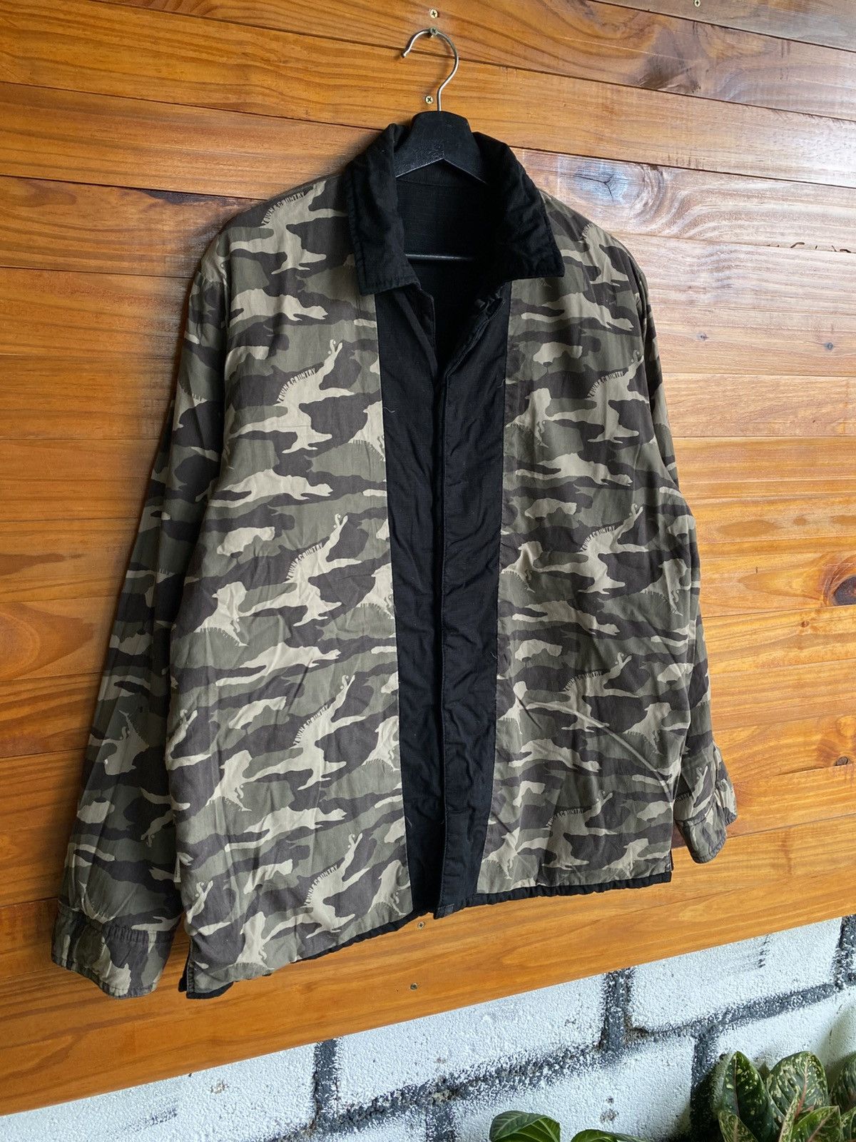 Vintage Town & Country Reversible Camouflage Jacket Black Surfwear Size US L / EU 52-54 / 3 - 12 Thumbnail