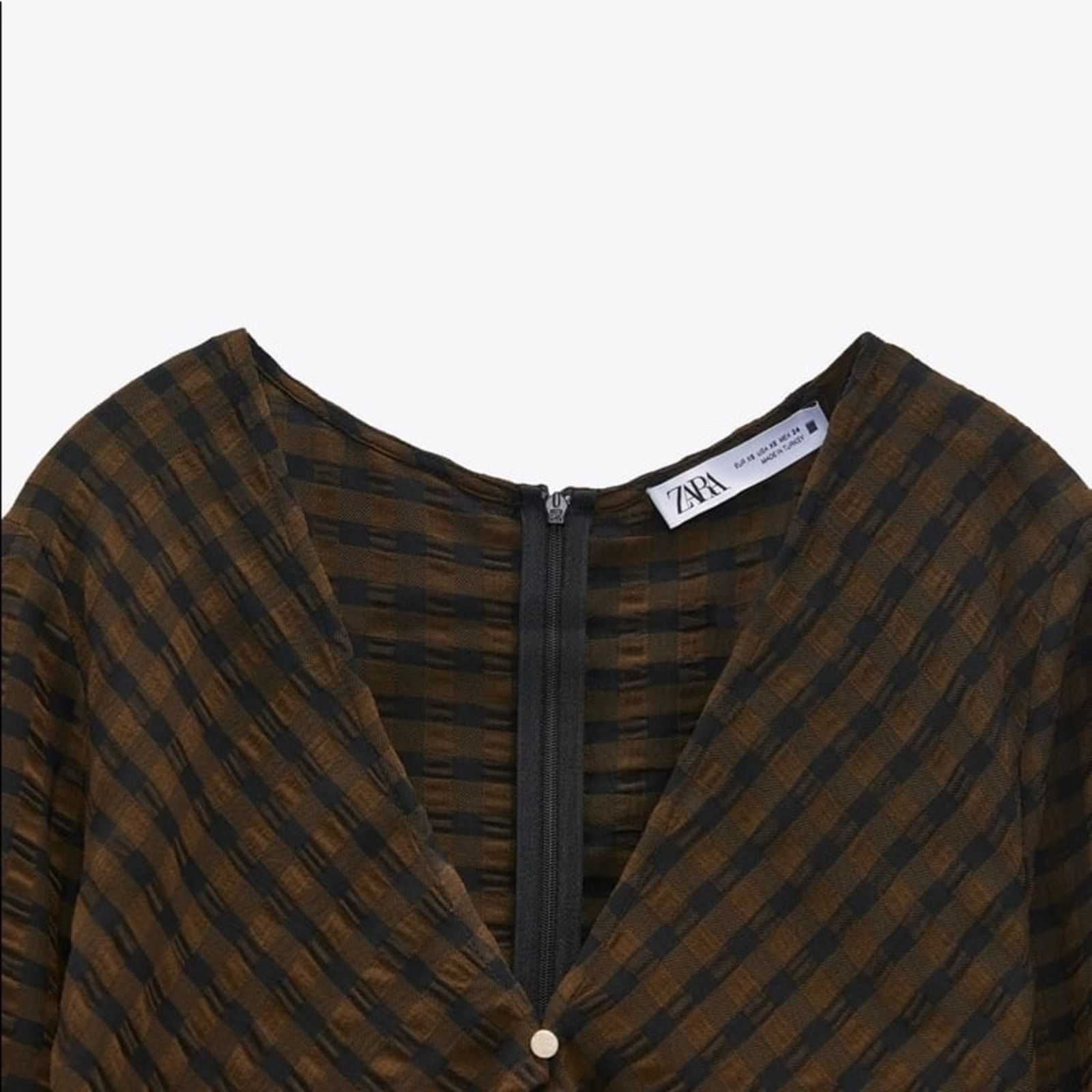 Zara ZARA DRAPED PLAID DRESS BLACK / GREEN Size XS / US 0-2 / IT 36-38 - 10 Thumbnail