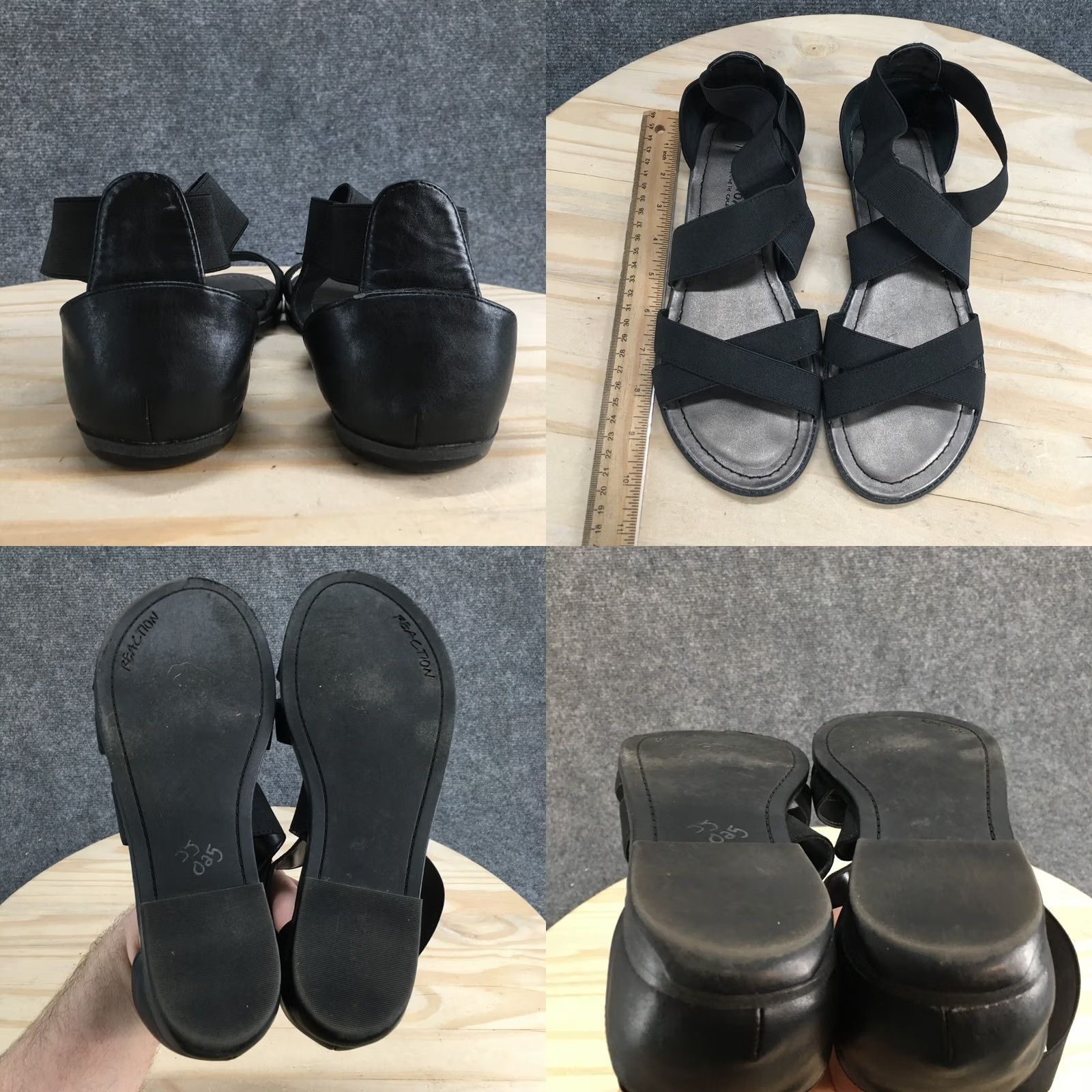 Kenneth Cole Reaction by Kenneth Cole Gladiator Sandal Womens 9.5M Black Mate Dave Casual Size US 10 / IT 40 - 8 Thumbnail
