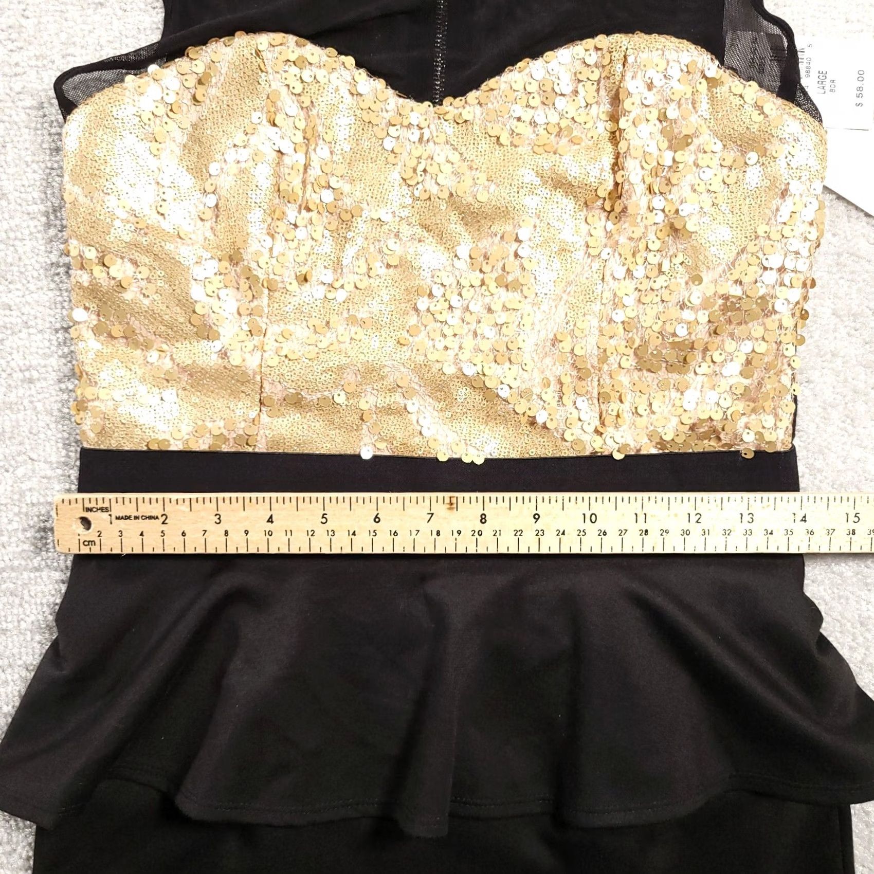 Vintage Speechless Womens Dress Large Black Formal Cocktail Prom Party Sequins Back Zip Dress Sheath Sleeveless Square Neck Short Length Size L / US 10 / IT 46 - 4 Thumbnail