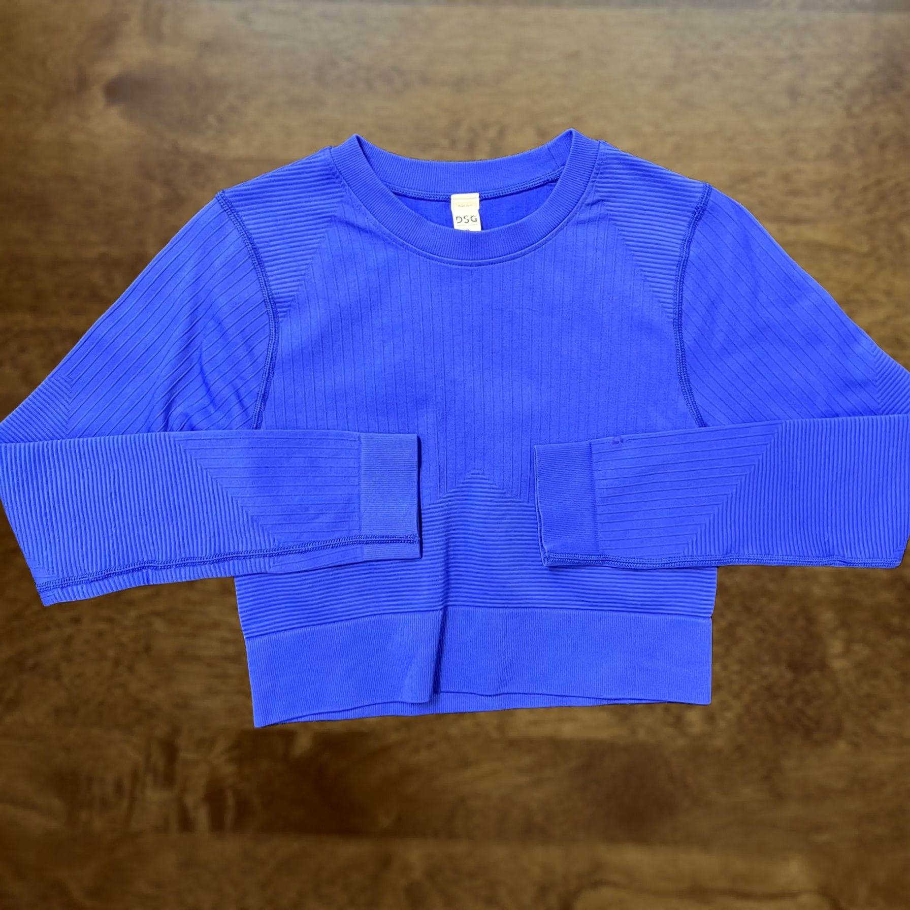 Vintage DSG Twitch + Allison Shirt Womens Small Blue Ribbed Cropped Long Sleeve Top Size S / US 4 / IT 40 - 1 Thumbnail