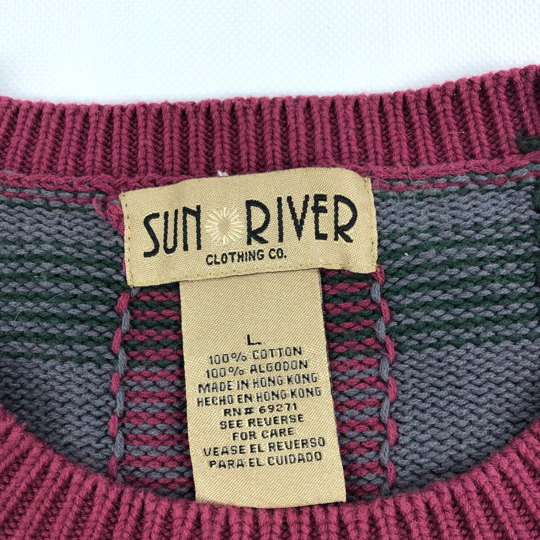 Vintage VINTAGE Sun River Sweater Plaid Knit Crew Neck Mens L Red Green 90s Scotc h Tartan Classic Pullover Size US L / EU 52-54 / 3 - 3 Thumbnail