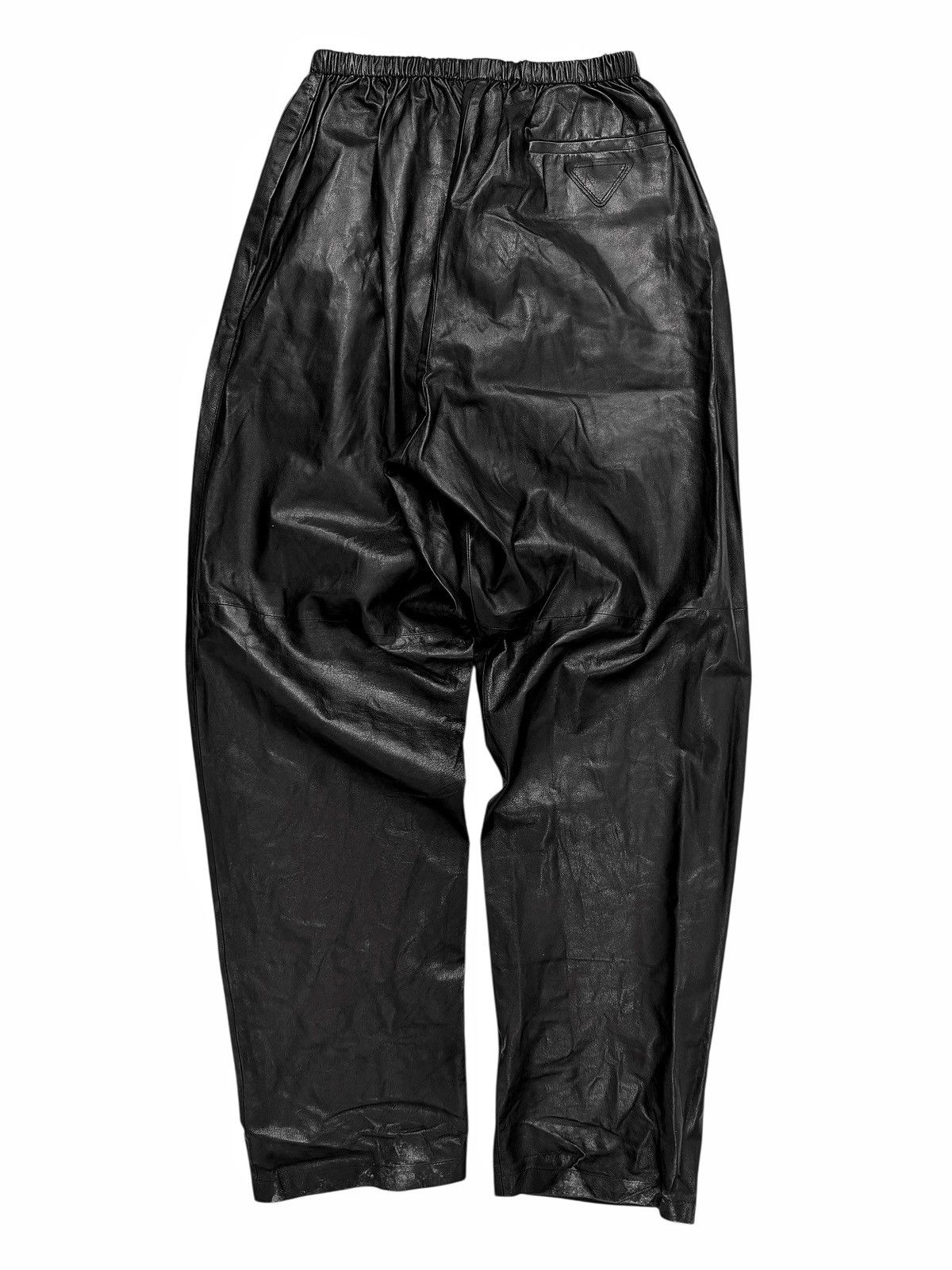 Prada $6000 2022 Triangle Patch Goat Leather Baggy Pants Size US 30 / EU 46 - 2 Thumbnail