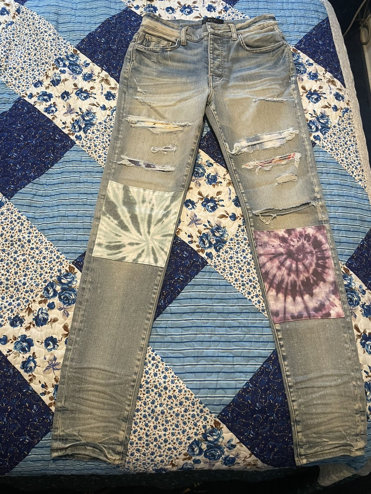 Amiri Amiri Tie-Dye Art Patch Distressed Jeans Size US 32 / EU 48 - 2 Thumbnail