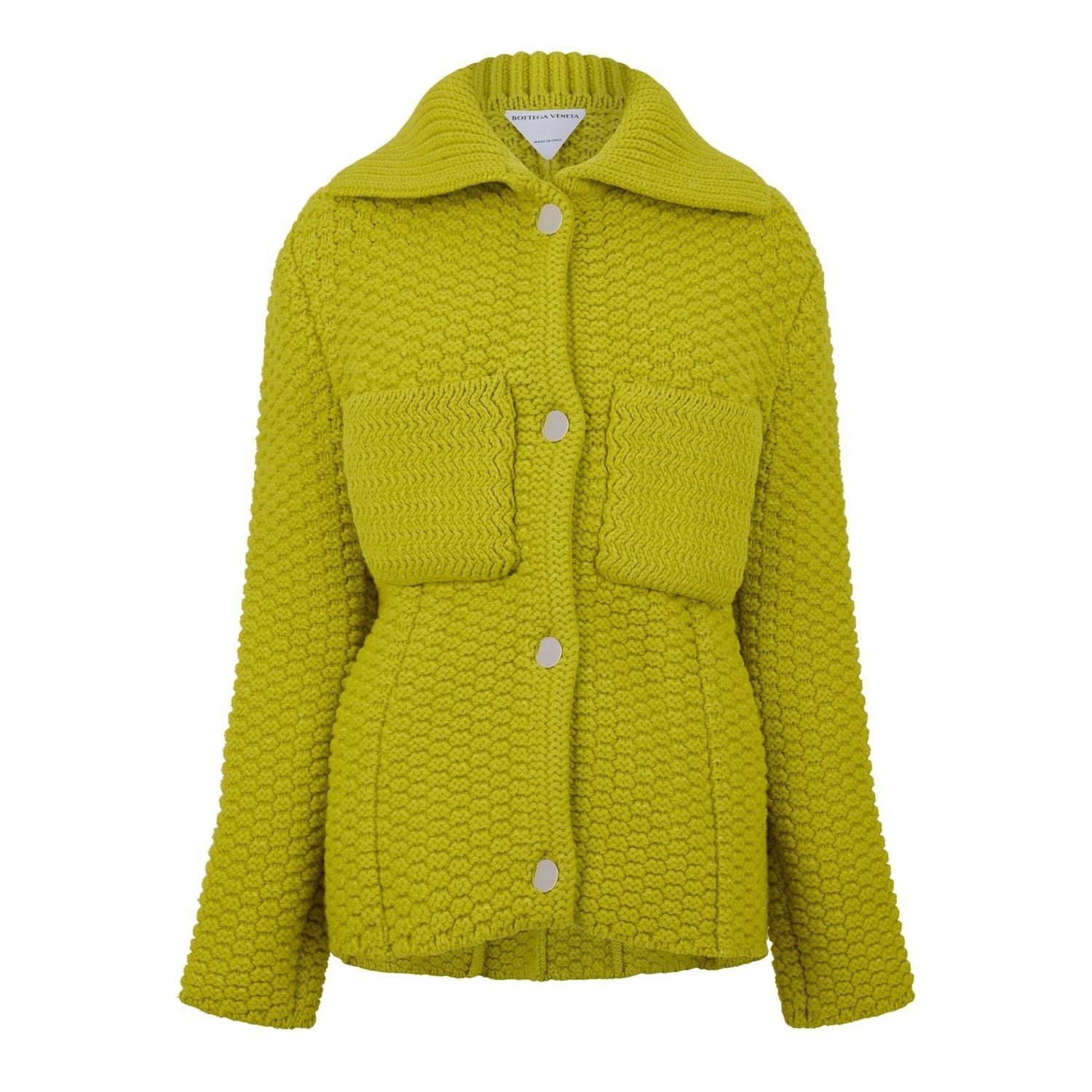 Bottega Veneta Bottega Veneta Textured Knit Relaxed Fit Jacket in Green Size XS / US 0-2 / IT 36-38 - 1 Thumbnail