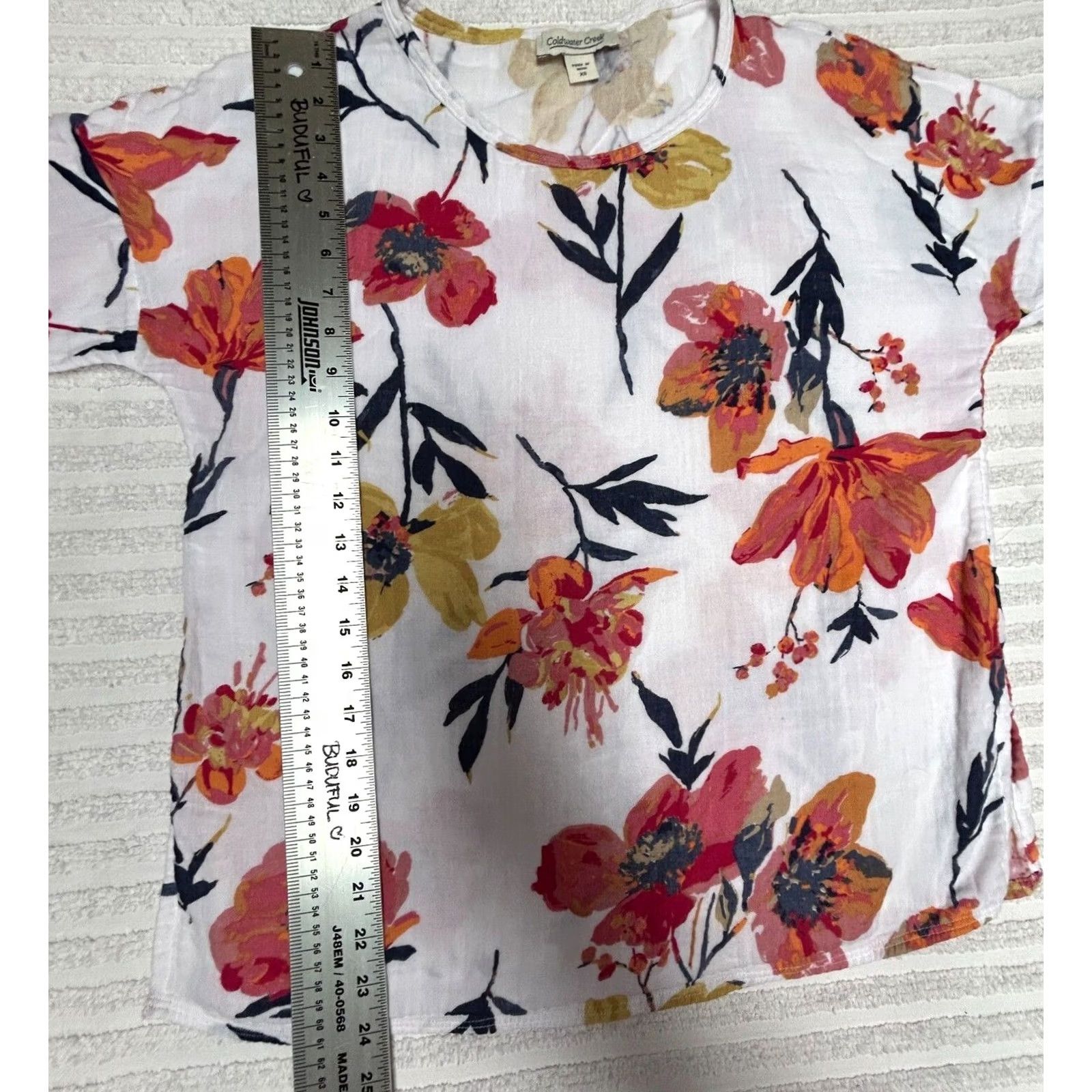 Coldwater Creek Coldwater Creek Womens Gauze Top XS Drop Shoulder Casual Summer Breeze T-Shirt Multicolor Floral Size XS / US 0-2 / IT 36-38 - 3 Thumbnail