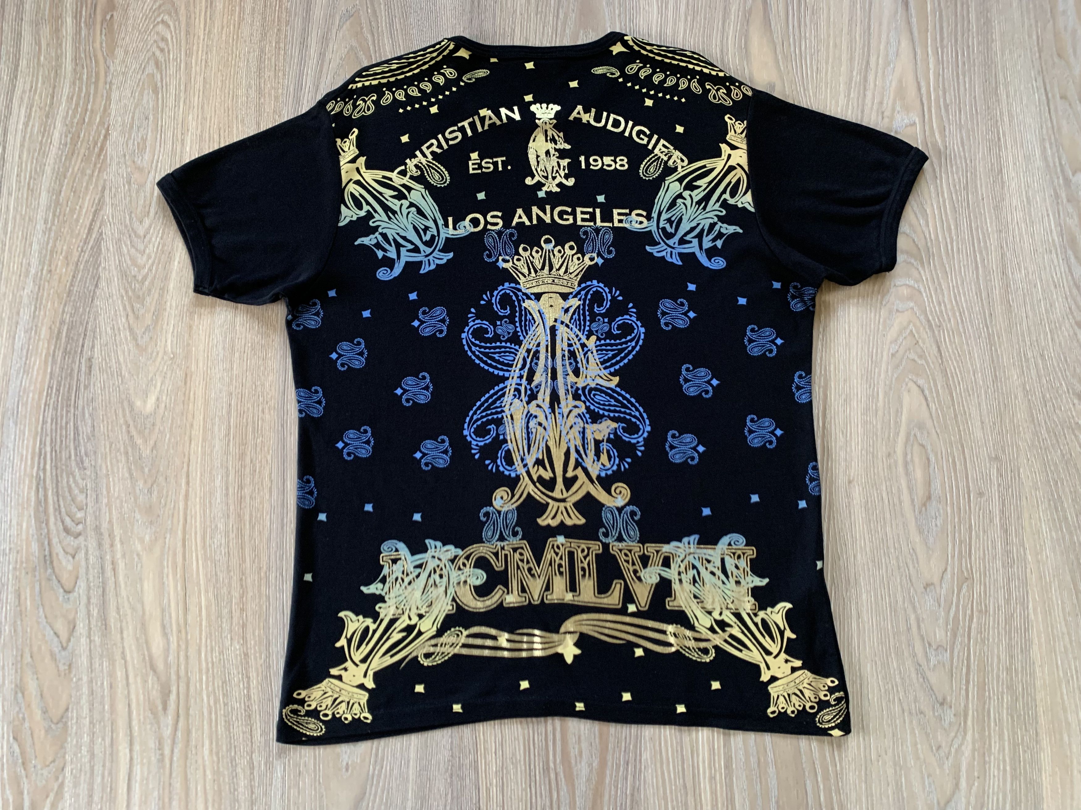 Christian Audigier × Ed Hardy × Vintage Ed Hardy Christian Audigier Black Printed T Shirt Size US XL / EU 56 / 4 - 14 Thumbnail