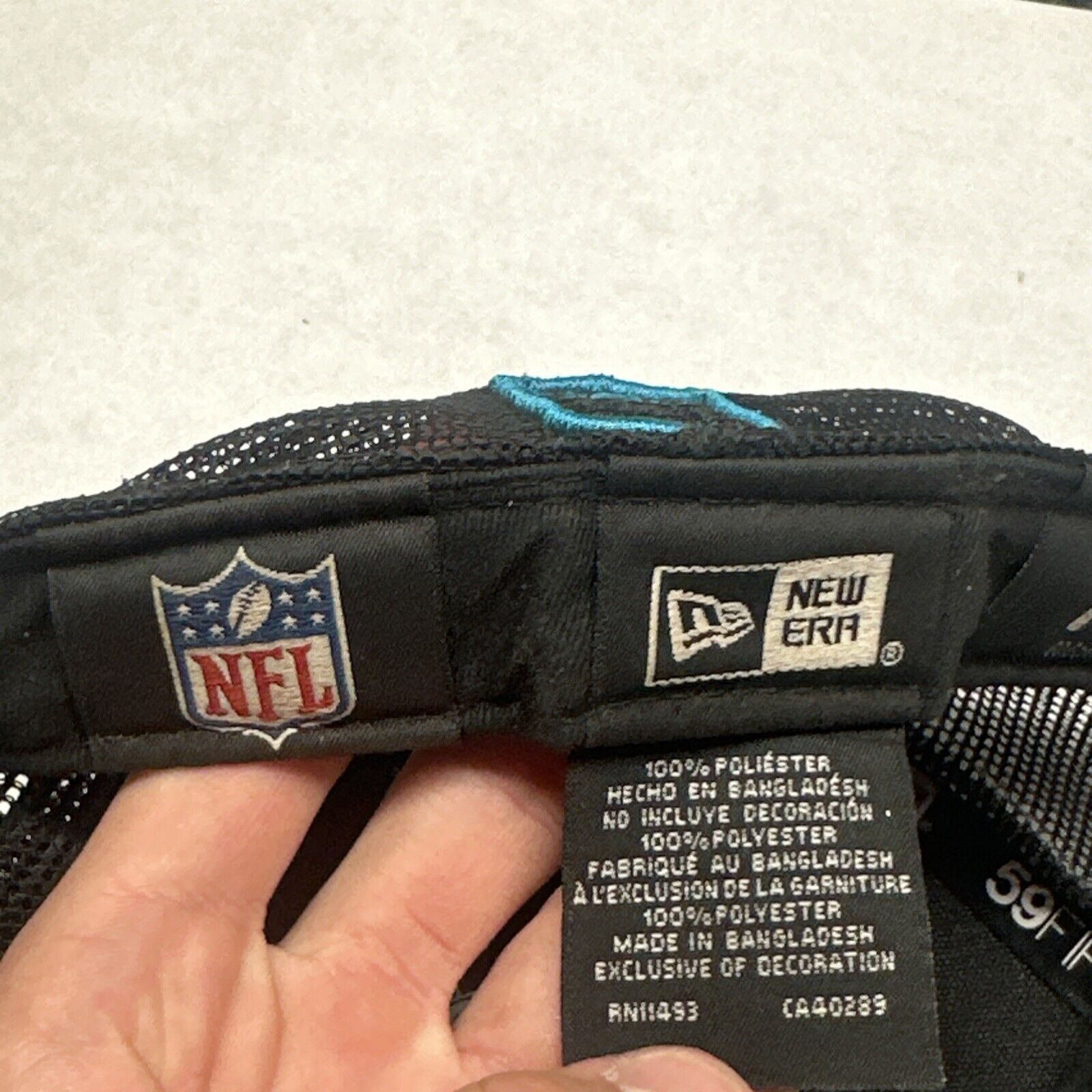 New Era Carolina Panthers Hat Cap Fitted 7 5/8 Black Blue NFL Size ONE SIZE - 9 Thumbnail