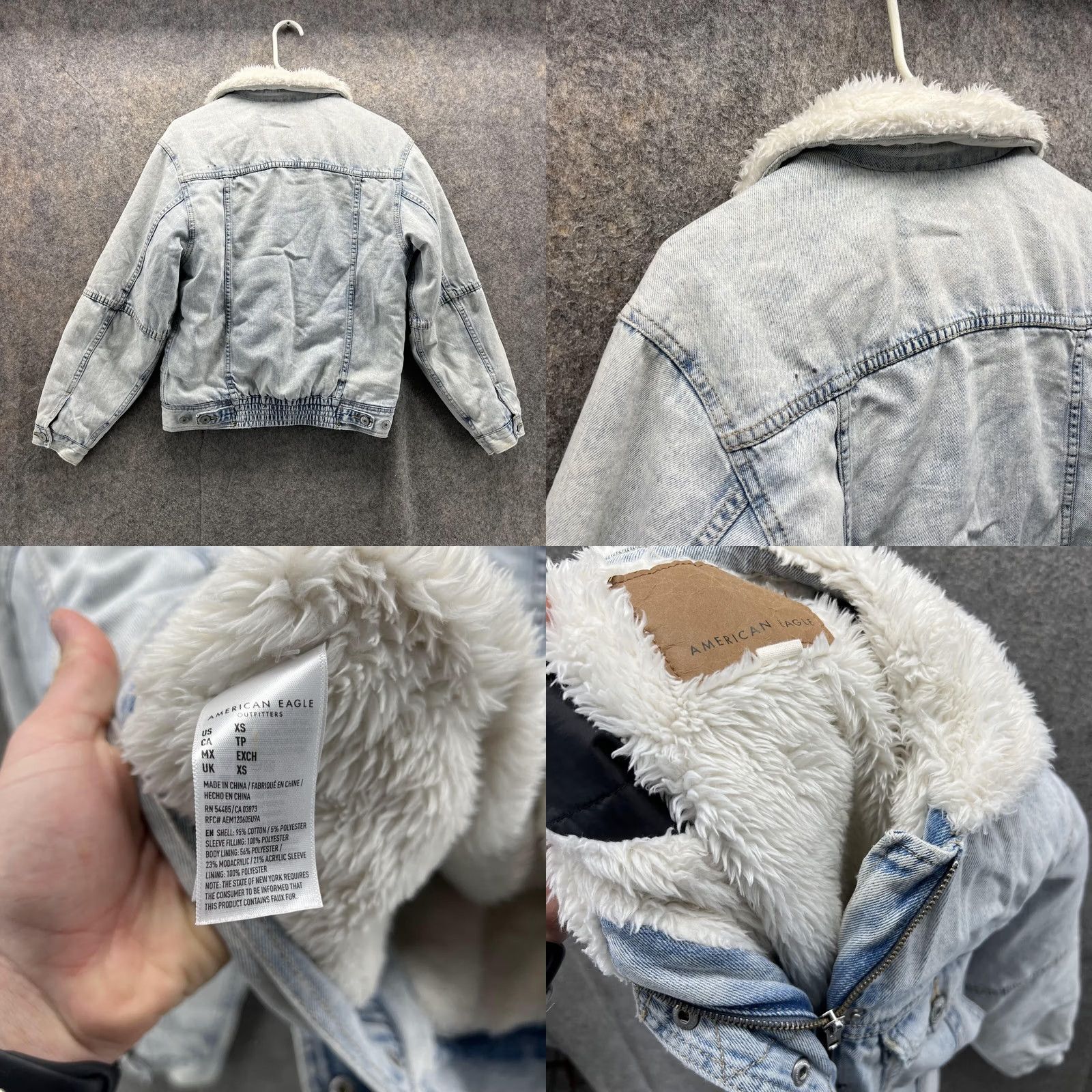 American Eagle Outfitters VINTAGE American Eagle Outfitters Denim Jacket Women XS Blue Snap Zip Lined Cotton Sherpa Falls Winter Regular Mens Womens Girls Size XS / US 0-2 / IT 36-38 - 8 Thumbnail