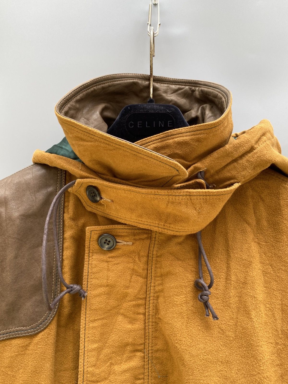 Nigel Cabourn 1980s - Nigel Cabourn- Moleskin/Leather Hunting Parka Size US XL / EU 56 / 4 - 16 Thumbnail