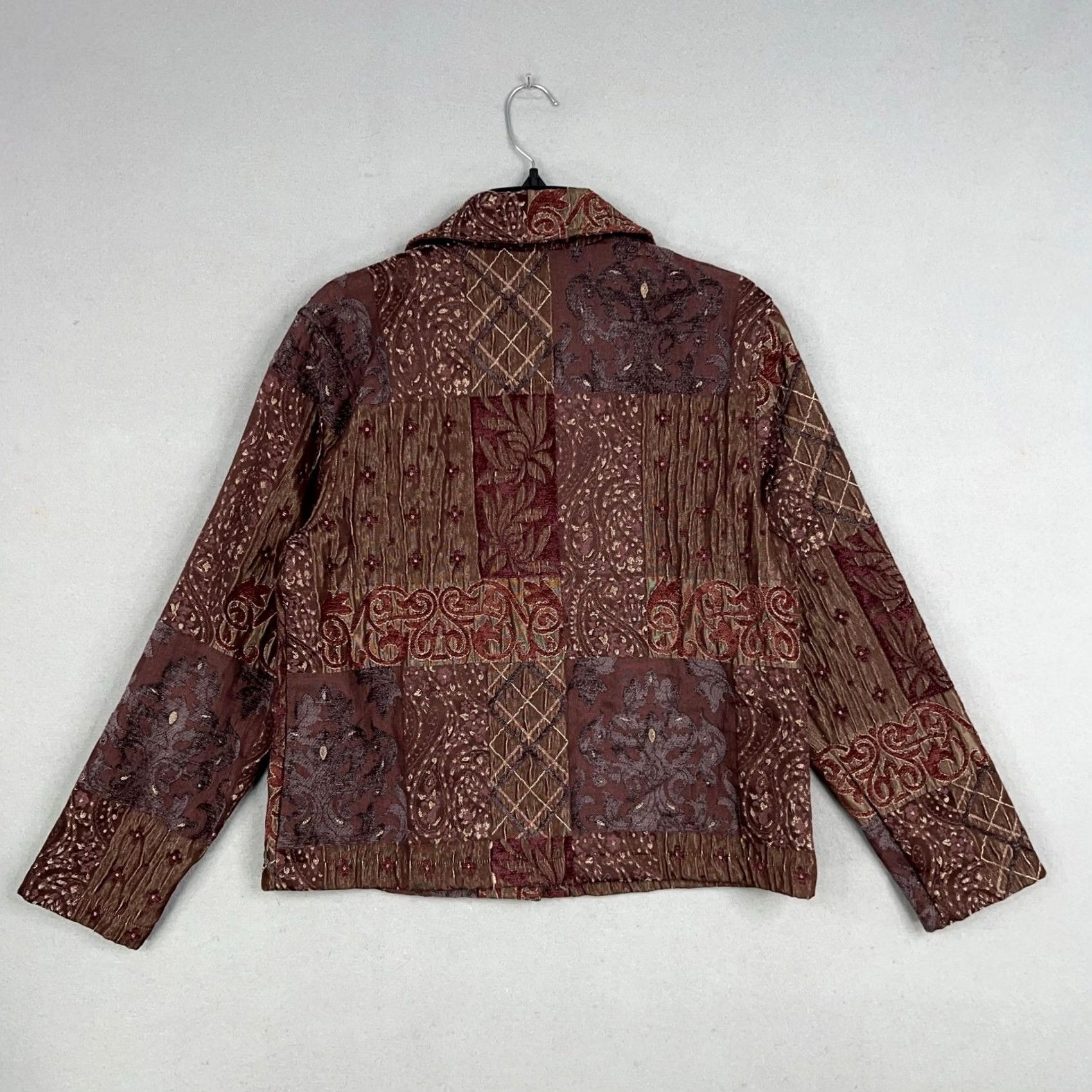 Vintage Barn Fly Jacket Womens Medium Maroon Gold Patchwork Tapestry Boho Western Ranch Size M / US 6-8 / IT 42-44 - 5 Thumbnail