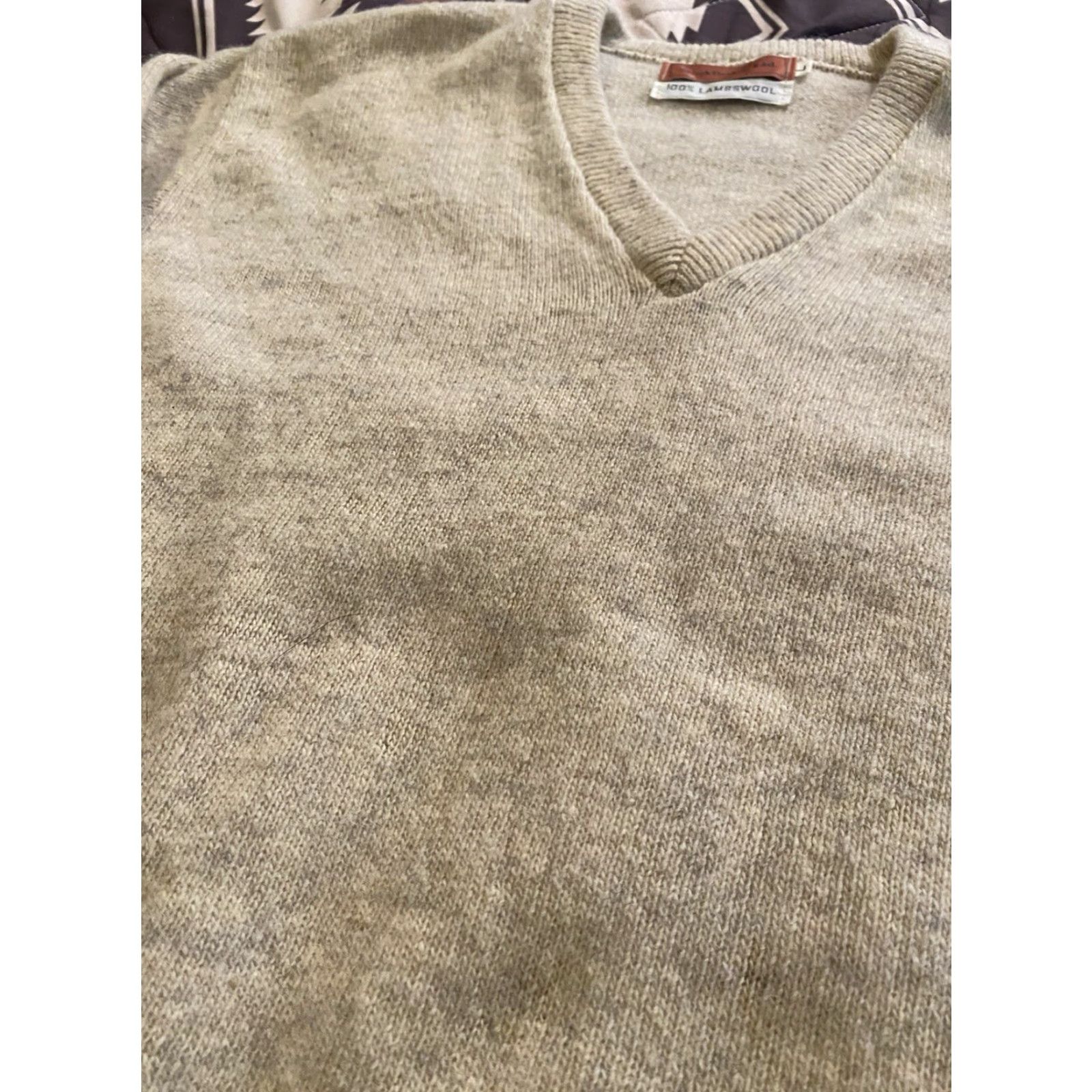 Vintage VINTAGE Stock Bridge LTD 100% Lambswool Grandpa Sweater V-Neck Men’s Size Large Pullover Beige Wool Knit Crew? Size US L / EU 52-54 / 3 - 6 Thumbnail