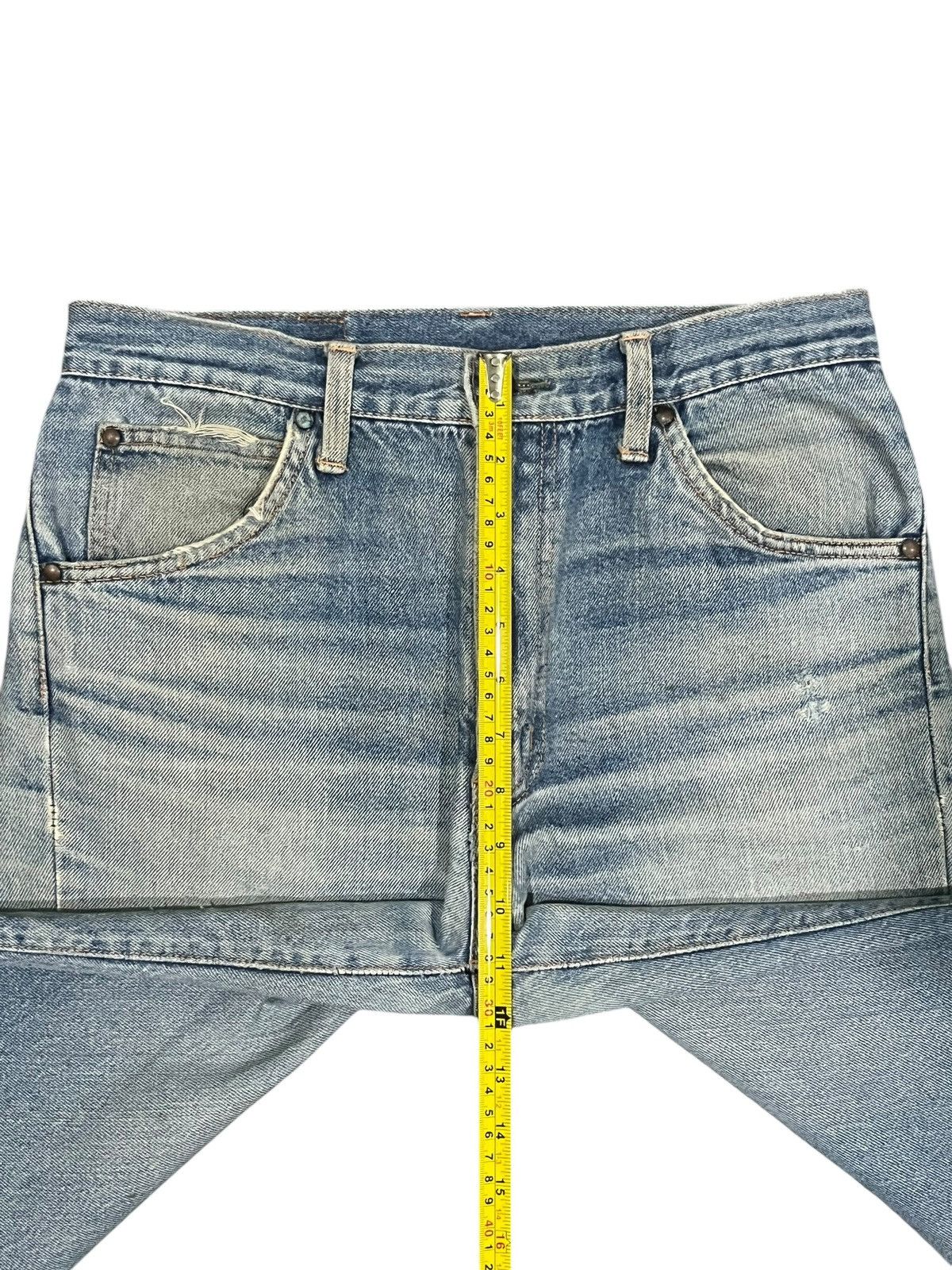Edwin Vintage Japanese Brand Blue Washed Distressed Wide Leg Jeans Size US 30 / EU 46 - 13 Thumbnail