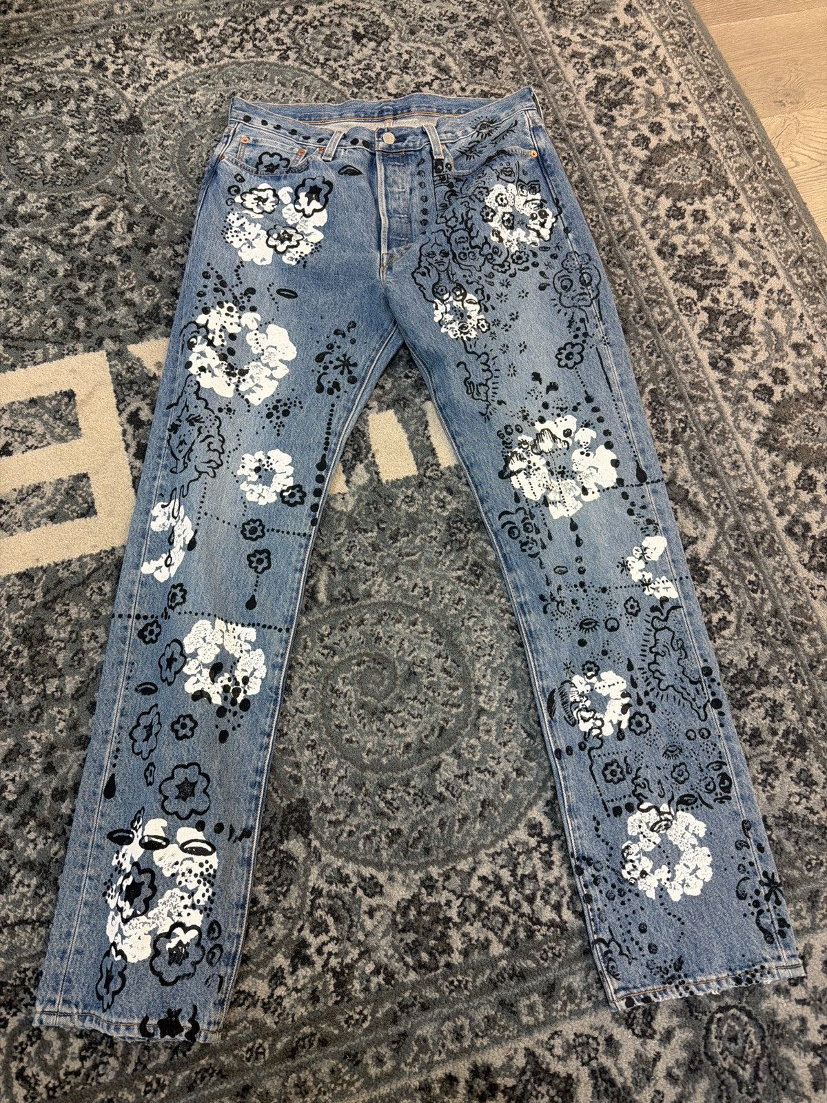 DENIM TEARS × IRAK Denim tears Irak denim jeans blue indigo Size US 34 / EU 50 - 1 Thumbnail
