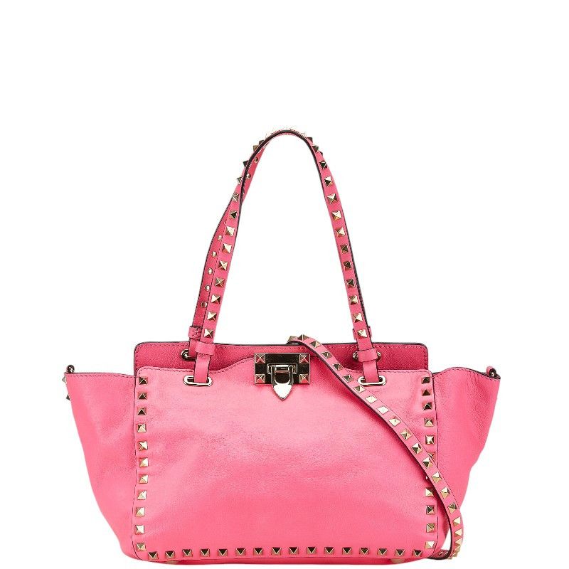 Valentino Valentino Leather Rockstud 2Way Handbag Leather Shoulder Bag in Pink, Women's