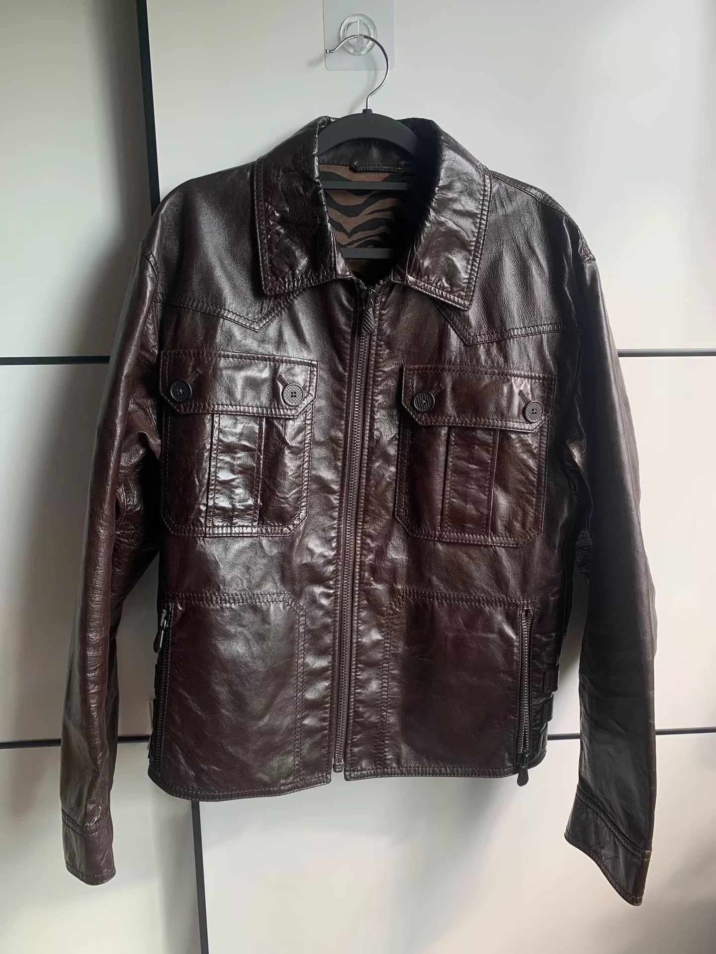 Bottega Veneta 48 Brown Sheepskin Hunting Jacket
