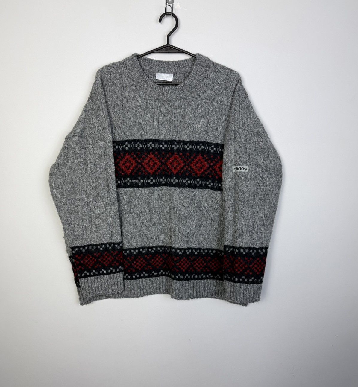 Adidas 80's Unique Adidas Sweater Cable Knit Pattern Vintage 80's Size US XL / EU 56 / 4 - 1 Thumbnail