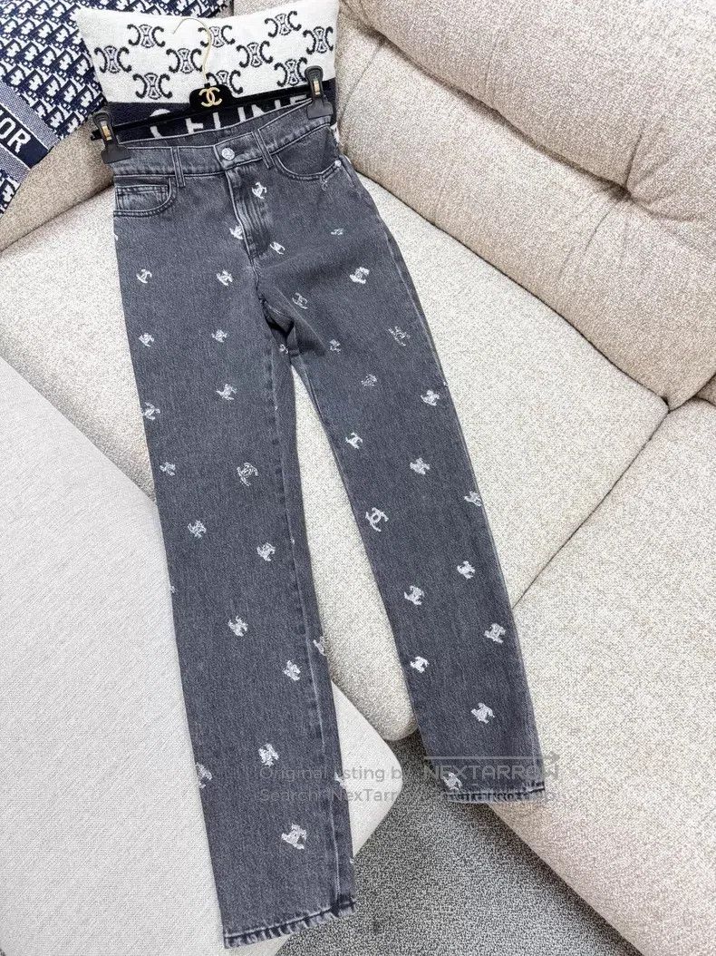 Chanel Chanel Silver double C full logo denim trousers Size 42" / US 20 - 3 Thumbnail