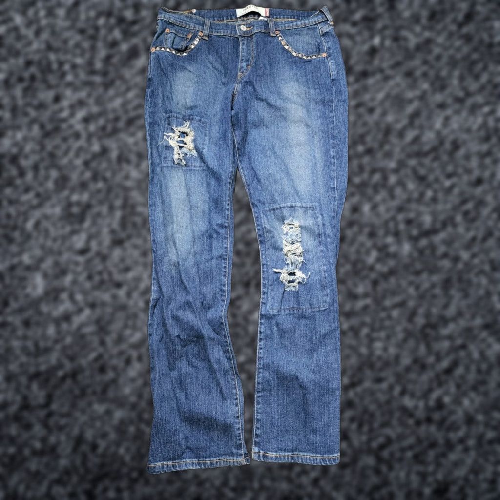 Levi's Levi's 515 Bootcut Jeans Size 12 Women's Distressed Rocker Studded blue Denim Regular fits Size 34" / US 12 / IT 48 - 1 Thumbnail