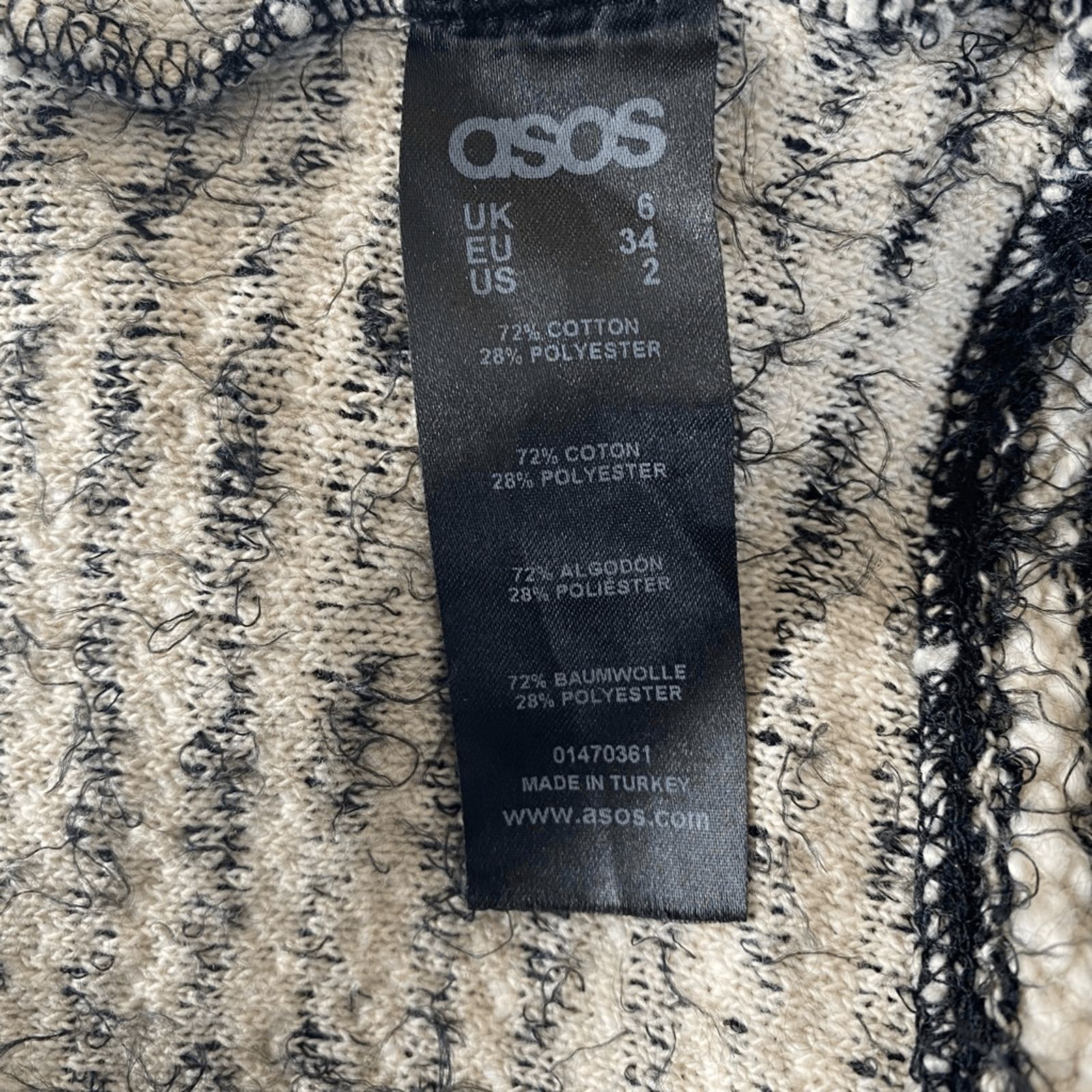 Asos Asos Black Cream Striped Knitted Open Front Cardigan Size 2 Preppy Versatile 60s Size XS / US 0-2 / IT 36-38 - 8 Thumbnail