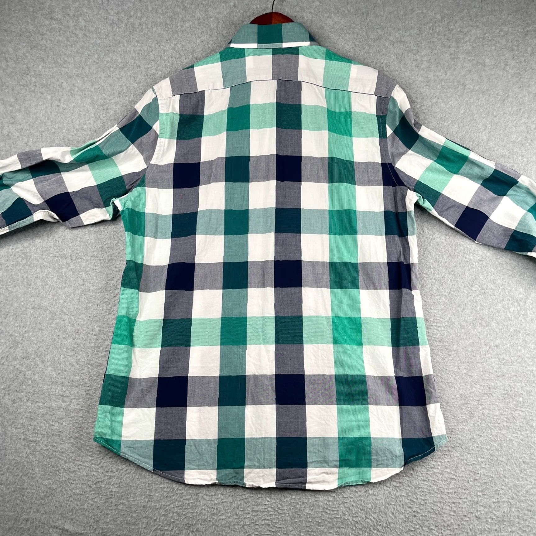 Express Express Shirt Modern Fit Medium Blue Teal Check Button-Up Long Sleeve Mens Size US M / EU 48-50 / 2 - 5 Thumbnail