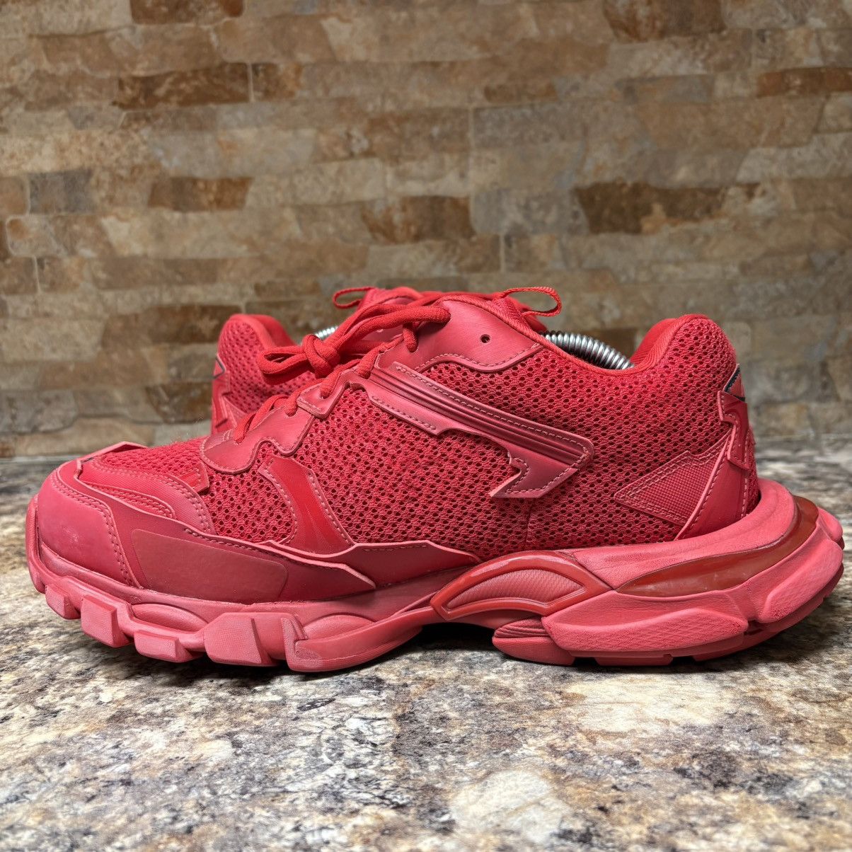 Balenciaga Balenciaga Track 3 Distressed Sneaker Red Size US 10 / EU 43 - 7 Thumbnail