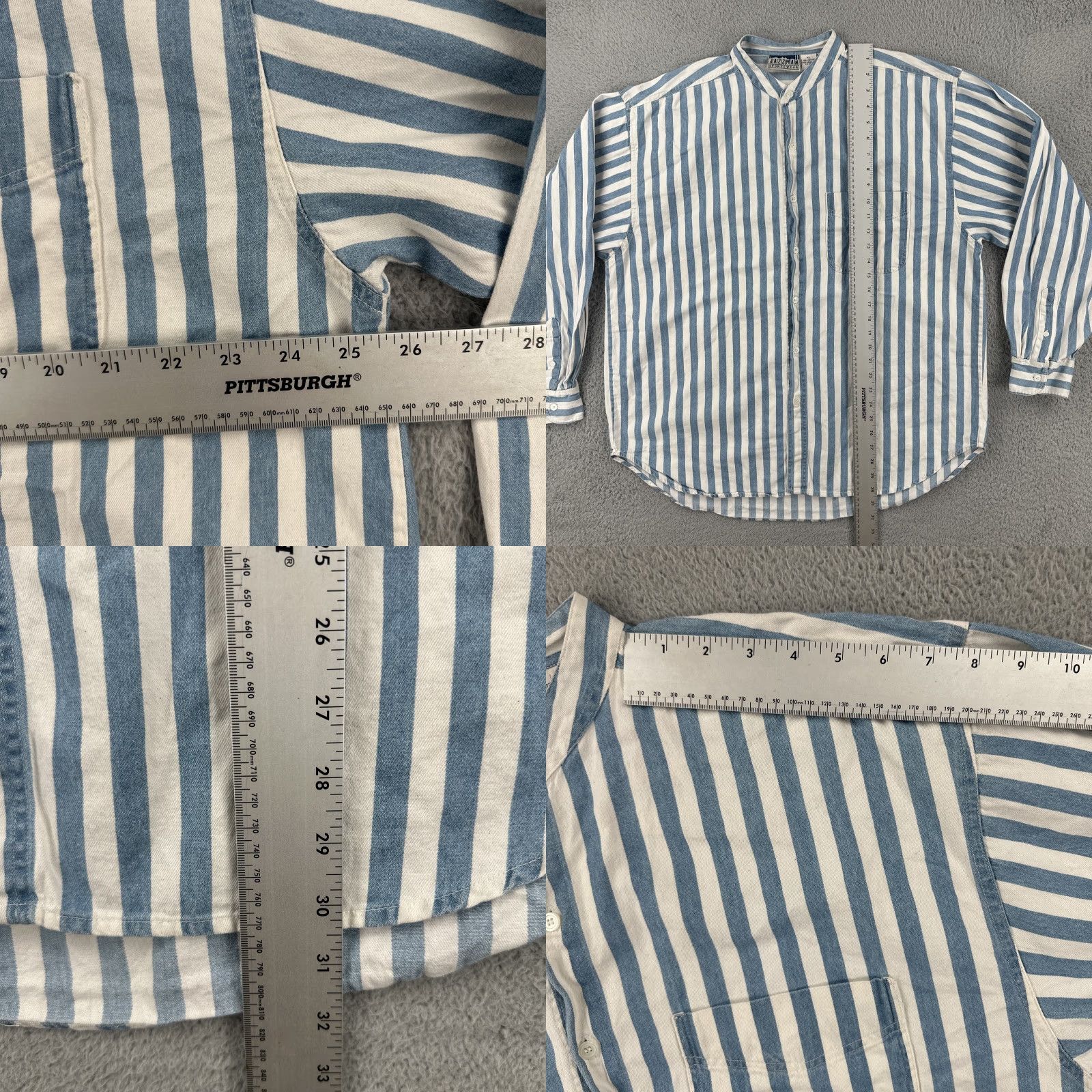 Vintage VINTAGE Jazzman Sportswear 90s XL Long Sleeve Button-Up Shirt Blue White Stripes Size US XL / EU 56 / 4 - 8 Thumbnail