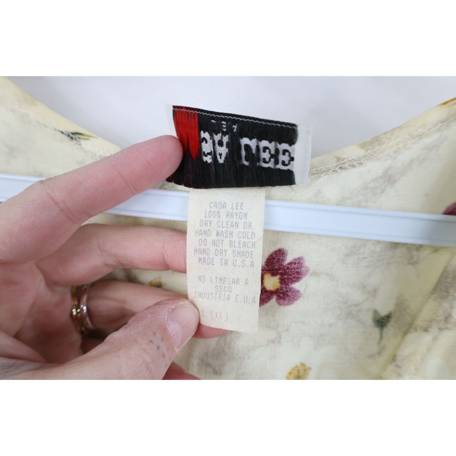 Vintage Vintage 90s Country Primitive Rayon Gabardine Flower Dress Size L / US 10 / IT 46 - 8 Thumbnail