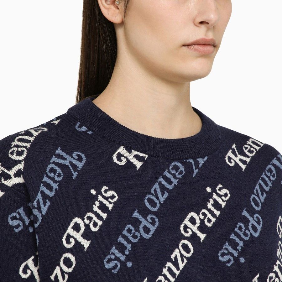 Kenzo o1d2blof0824 Midnight Cotton And Wool Sweater in Blue Size XS / US 0-2 / IT 36-38 - 4 Thumbnail