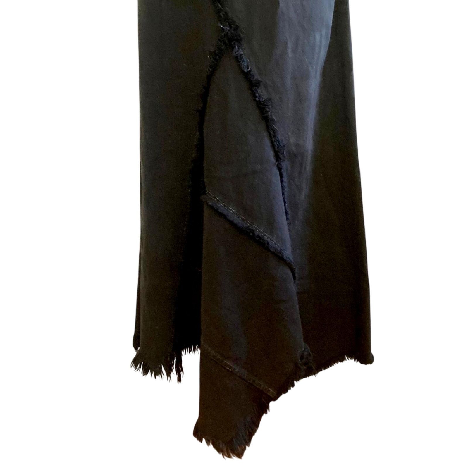NSF NSF Black Denim Midi Skirt with Raw Asymmetrical Hem Size 27" / US 4 / IT 40 - 4 Thumbnail