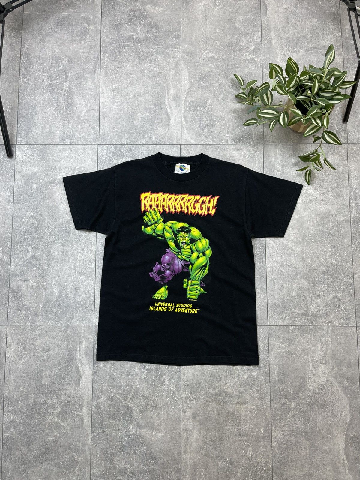 Vintage Hulk 1998 Universal Studios Black T-shirt Size M Tee