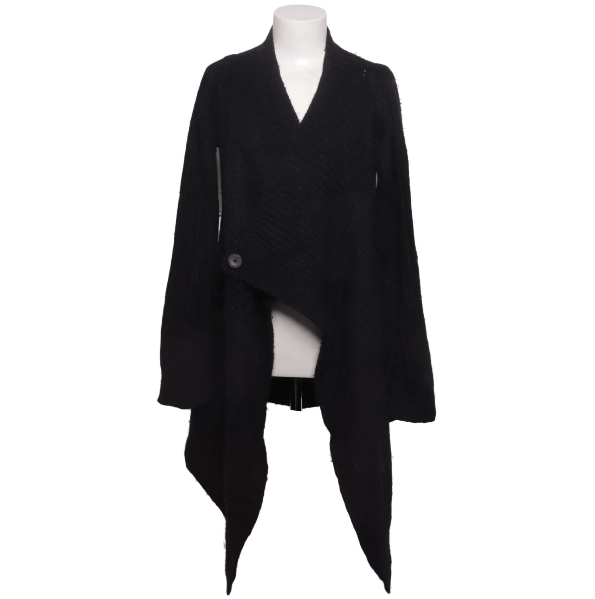Rick Owens Asymmetric Alpaca/Merino/Silk Cardigan Black, Rick Owens. Size US XL / EU 56 / 4 - 2 Thumbnail